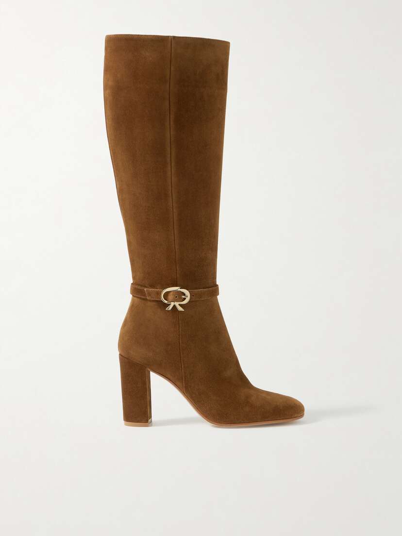 Gianvito Rossi Ribbon 85 Buckled Suede Knee Boots