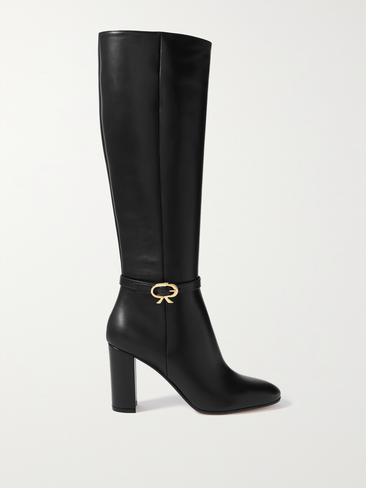 Gianvito Rossi Ribbon 85 Buckled Leather Knee Boots - Black