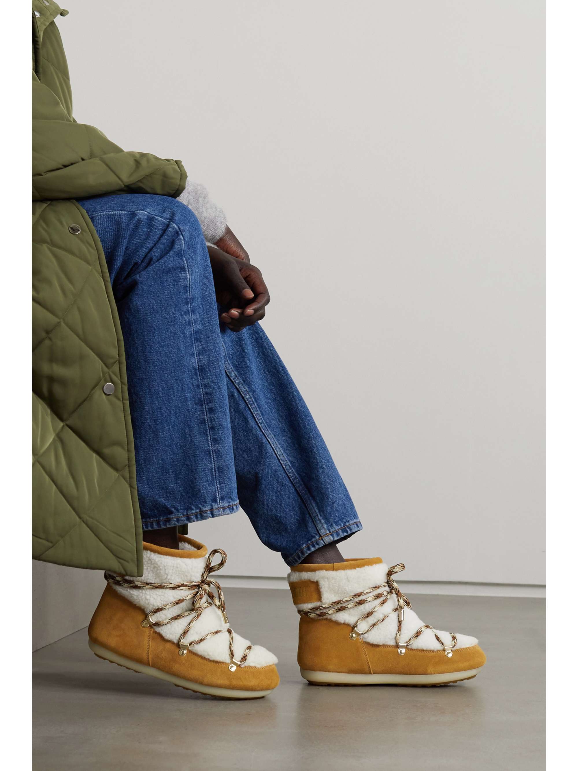MOON BOOT Shearling and suede snow boots