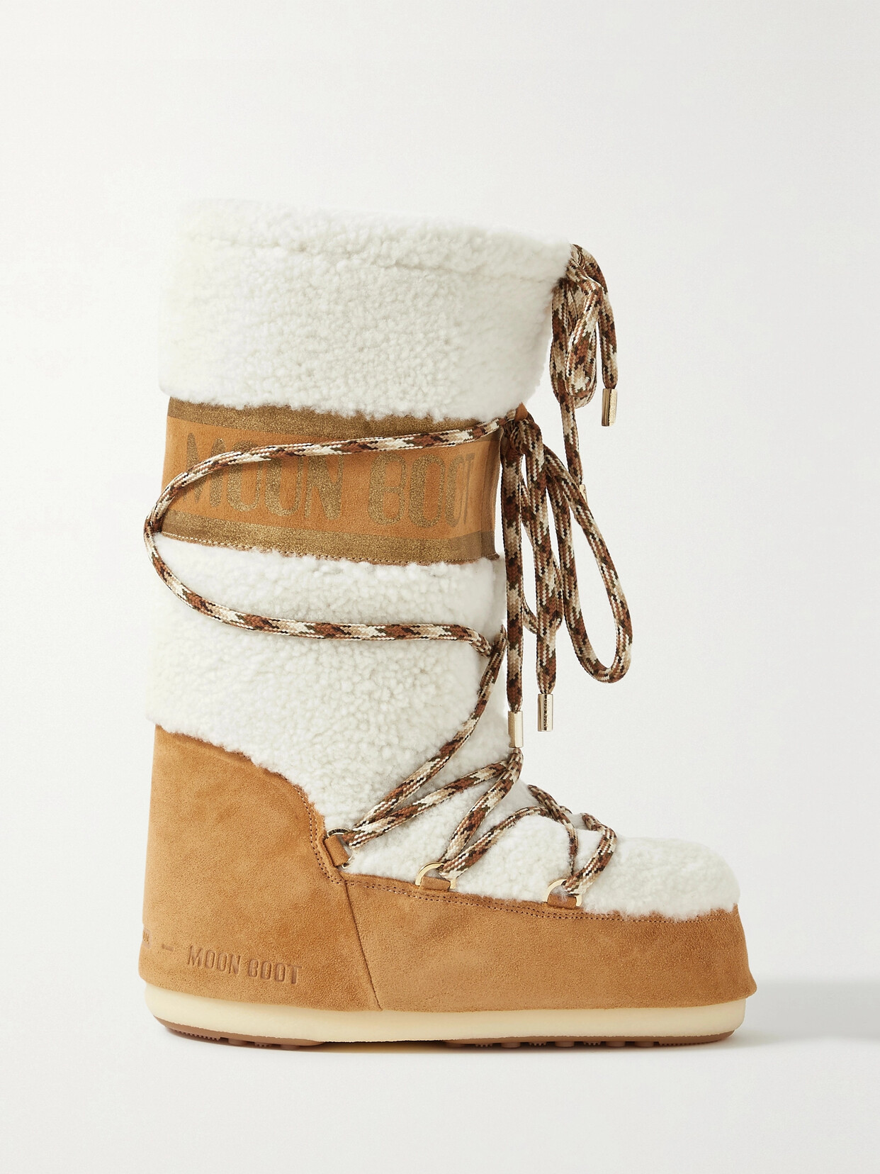 Moon Boot Lab69 Icon Shearling And Suede Snow Boots In Brown