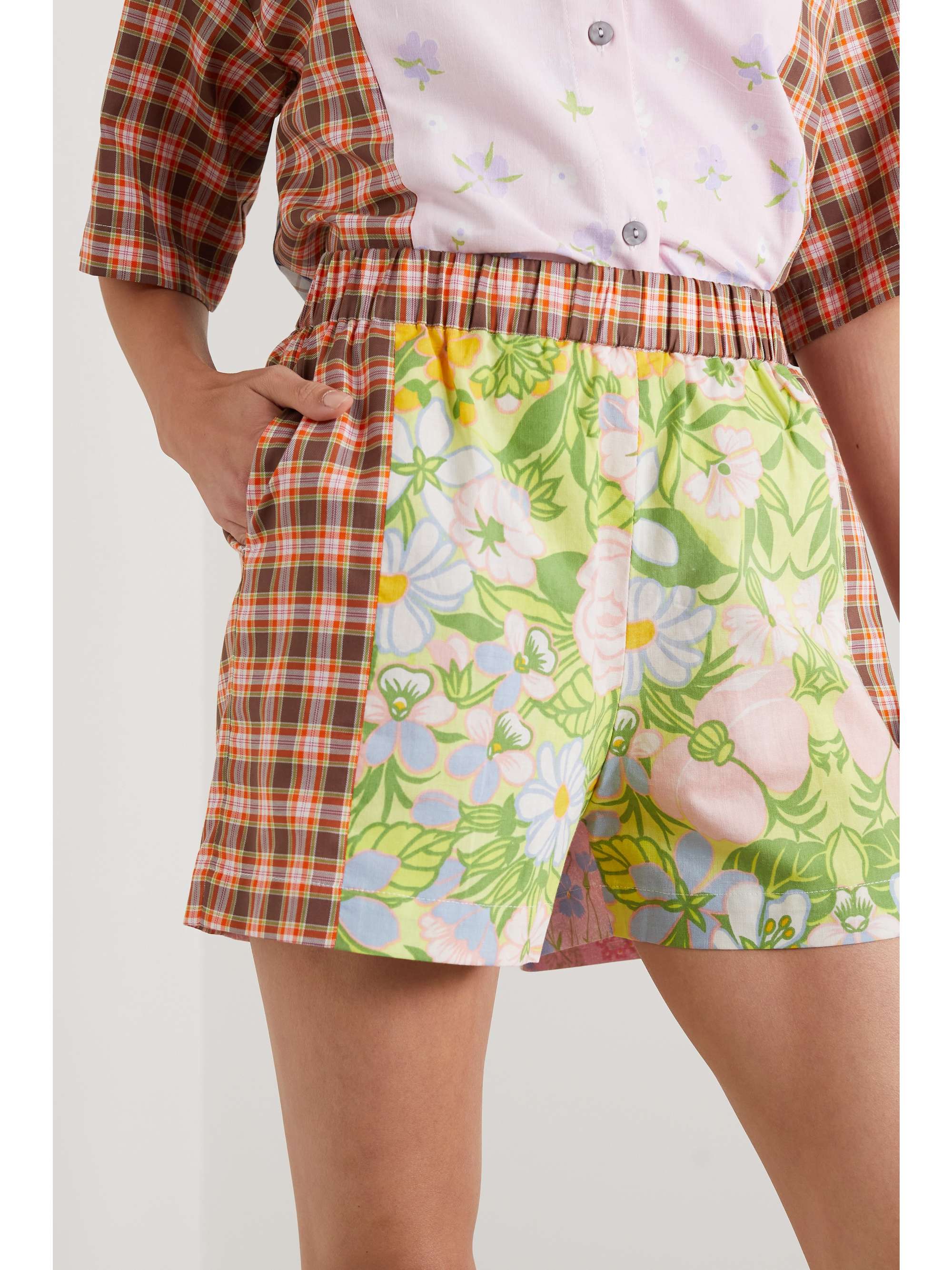 RAVE REVIEW + NET SUSTAIN Grimes patchwork cotton shorts