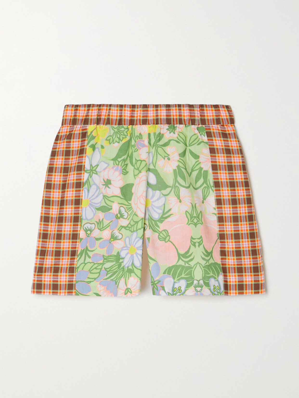 Rave Review + Net Sustain Grimes Patchwork Cotton Shorts - Pink