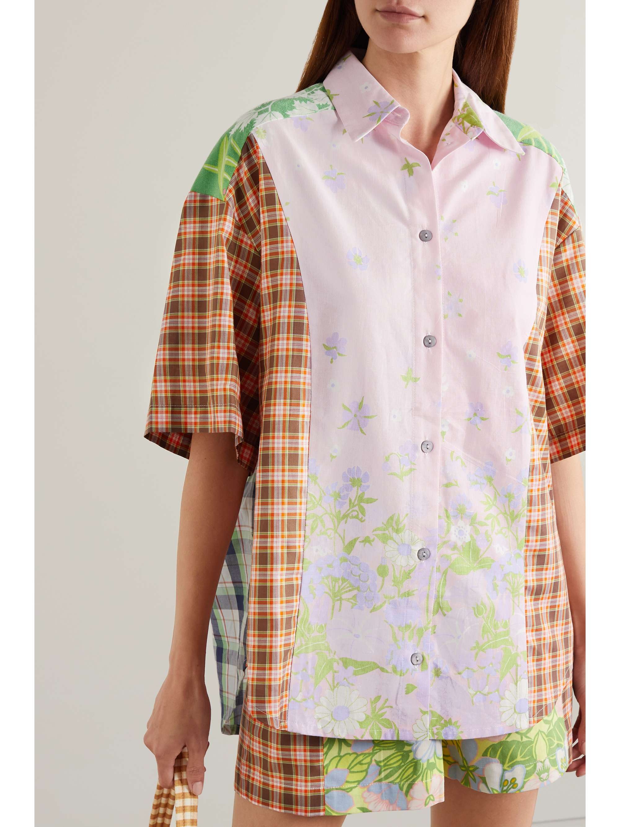RAVE REVIEW + NET SUSTAIN Grimes patchwork printed cotton top