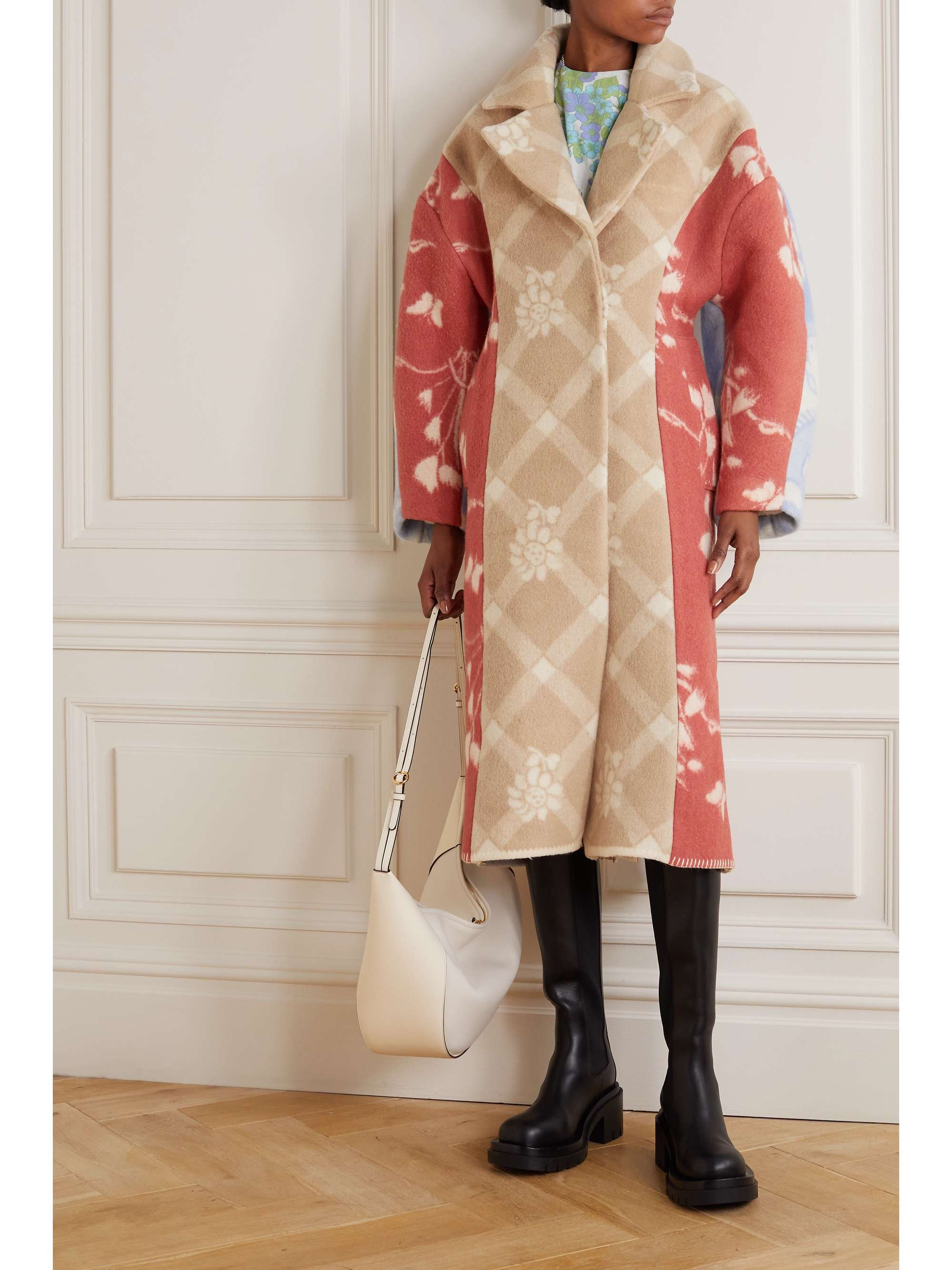 + NET SUSTAIN Sally patchwork printed wool coat