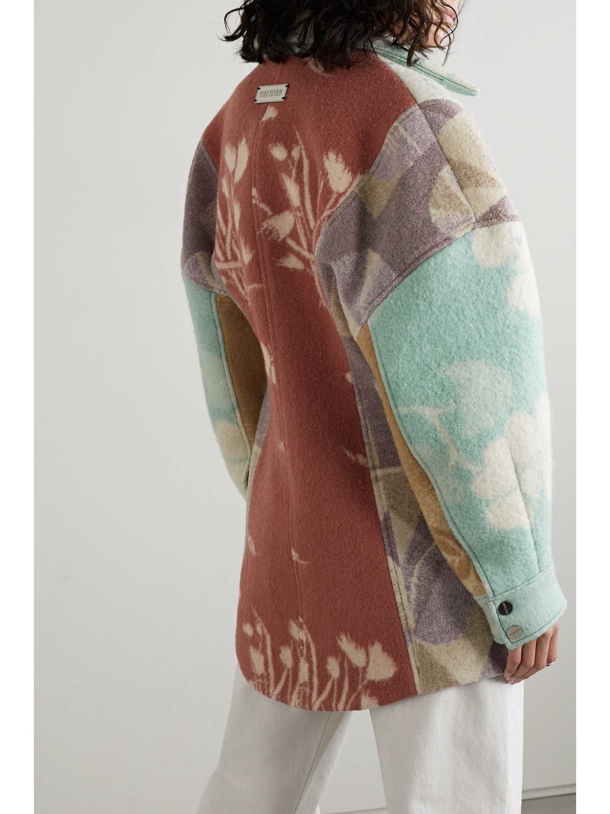 + Net Sustain Oversized Patchwork Printed Felt Jacket