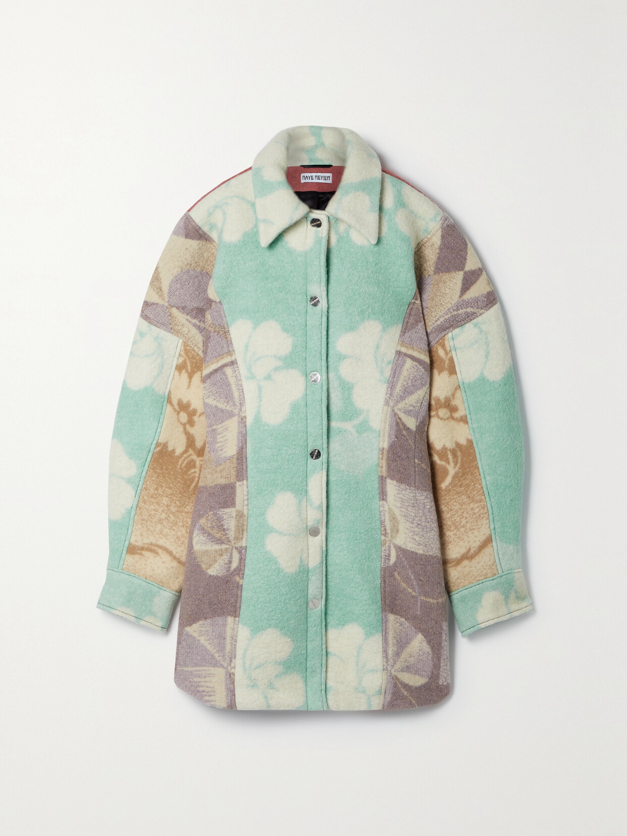 + Net Sustain Oversized Patchwork Printed Felt Jacket