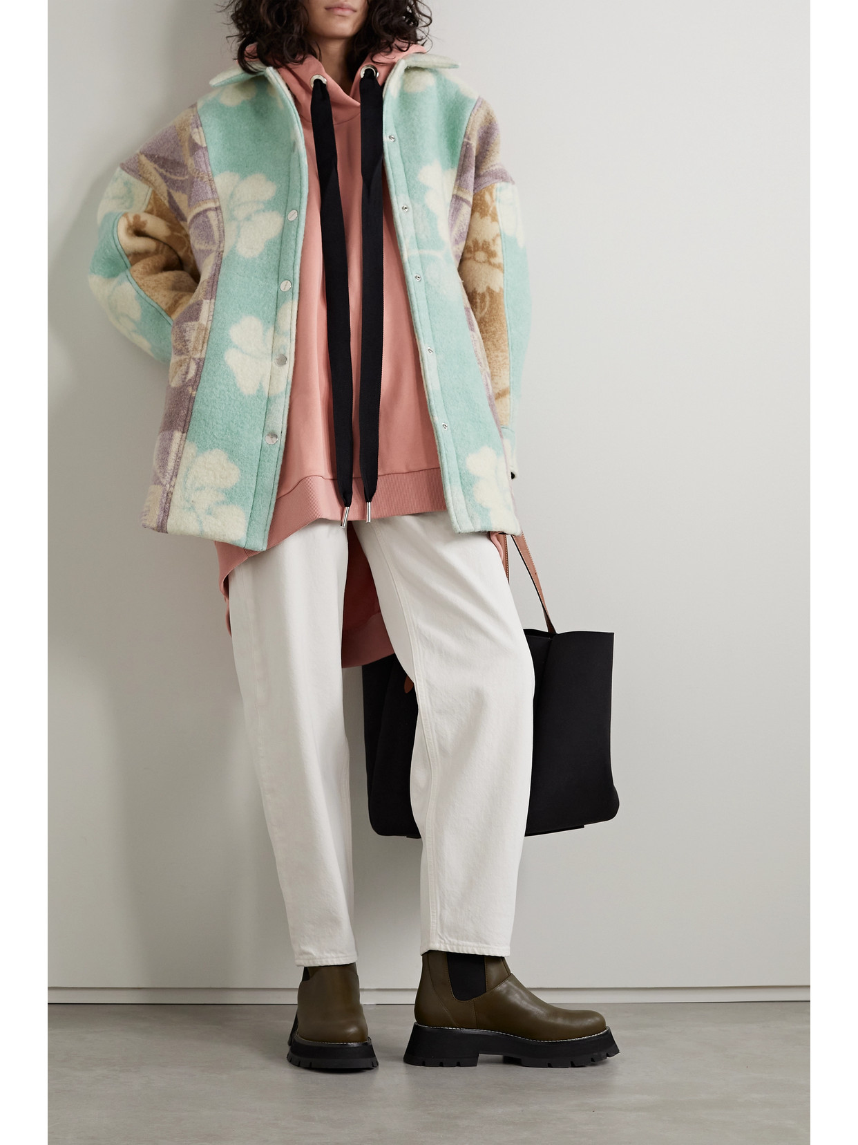 + Net Sustain Oversized Patchwork Printed Felt Jacket