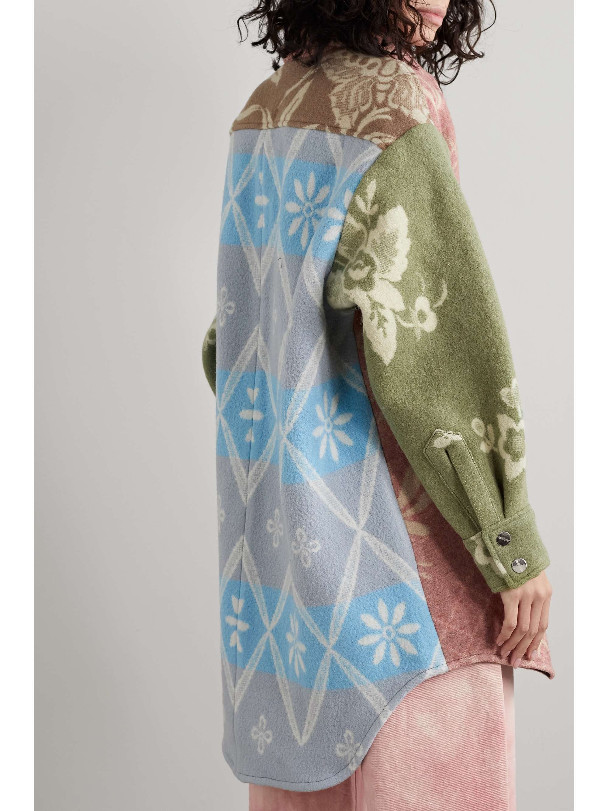 RAVE REVIEW + NET SUSTAIN Rakel oversized patchwork printed wool-felt jacket