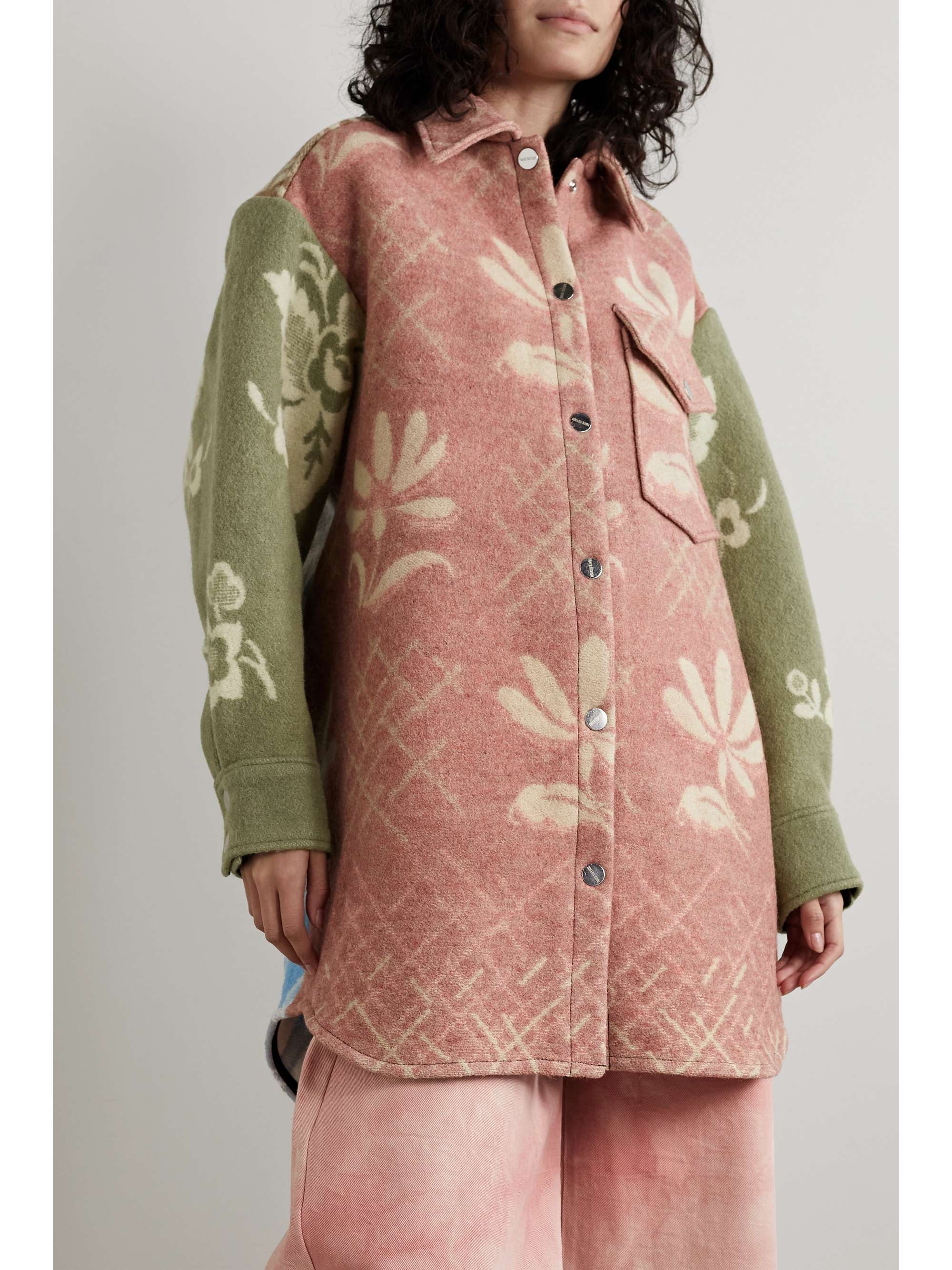 RAVE REVIEW + NET SUSTAIN Rakel oversized patchwork printed wool-felt jacket