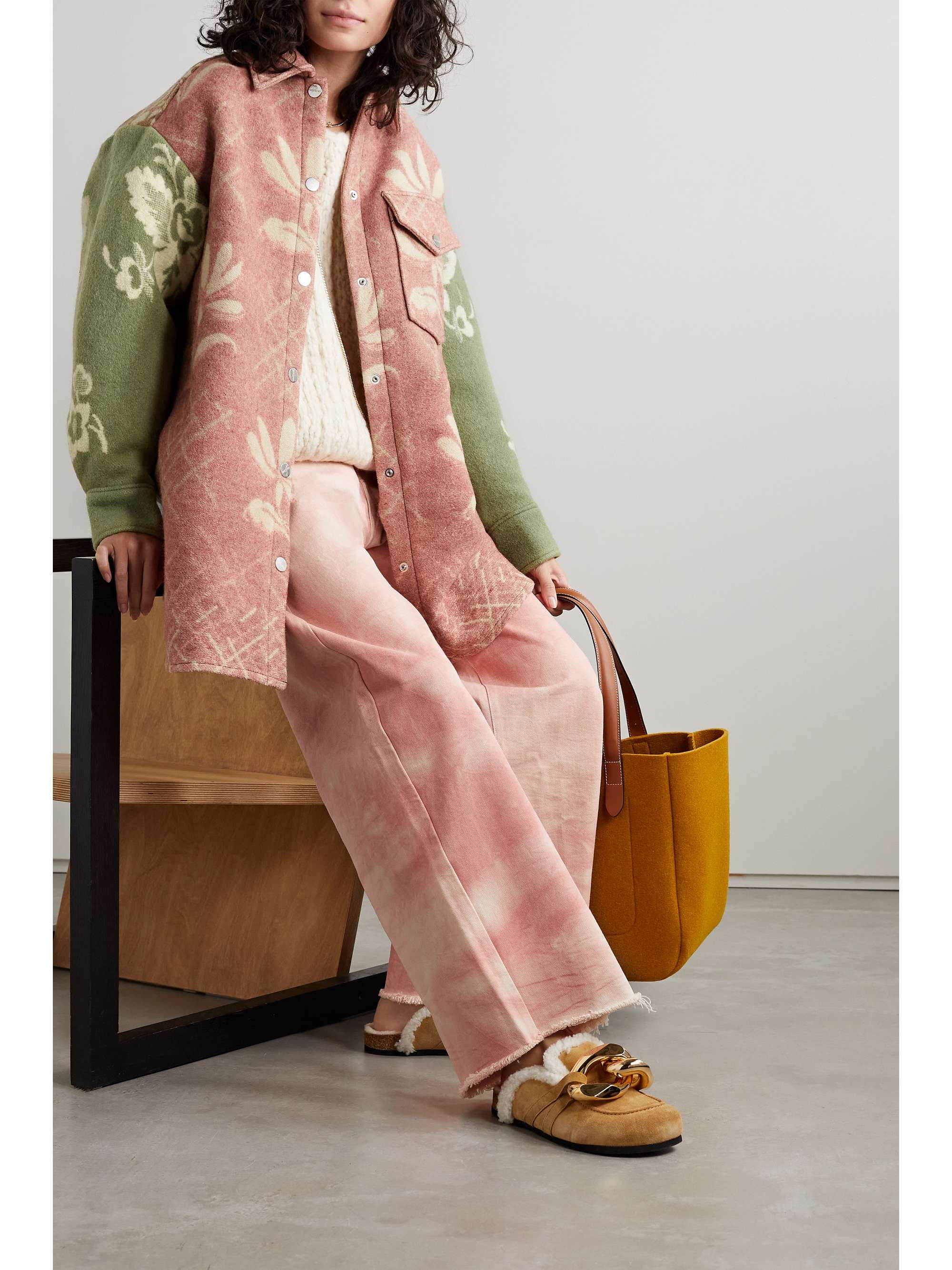 RAVE REVIEW + NET SUSTAIN Rakel oversized patchwork printed wool-felt jacket