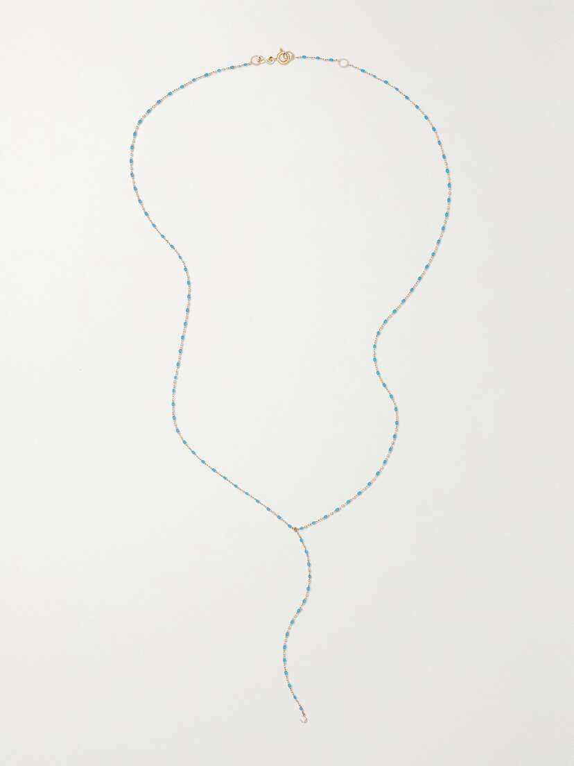 Gigi Clozeau Mini Gigi Y Party 18-karat Gold, Resin And Diamond Necklace