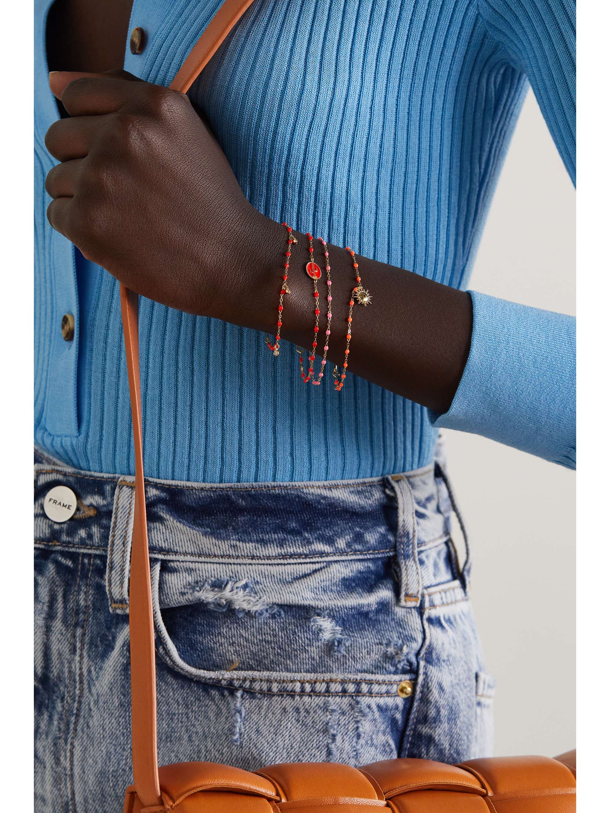 GIGI CLOZEAU Moon Classic Gigi 18-karat gold, resin and diamond bracelet
