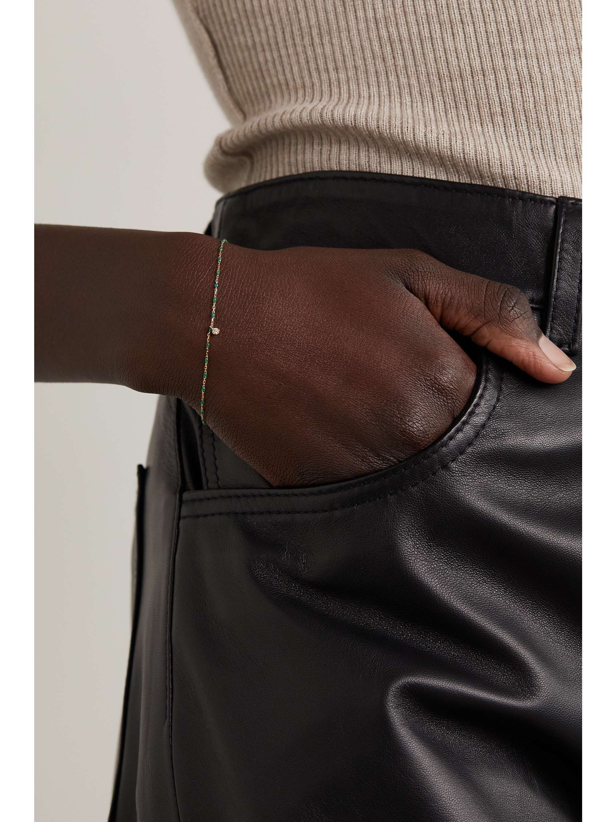 GIGI CLOZEAU Mini Gigi 18-karat gold, resin and diamond bracelet