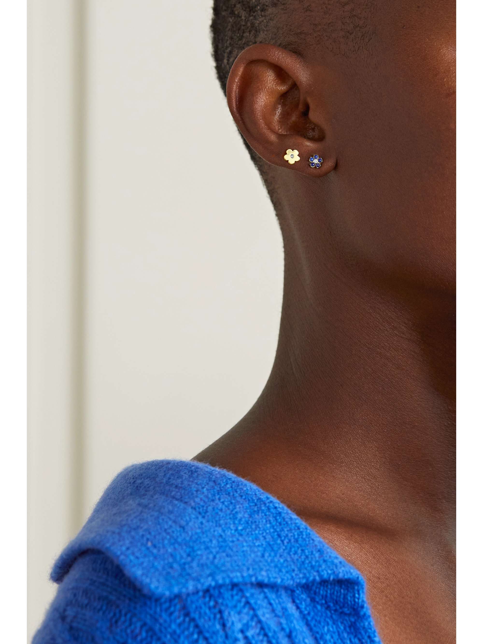 JENNIFER MEYER 18-karat gold, lapis lazuli and diamond earrings