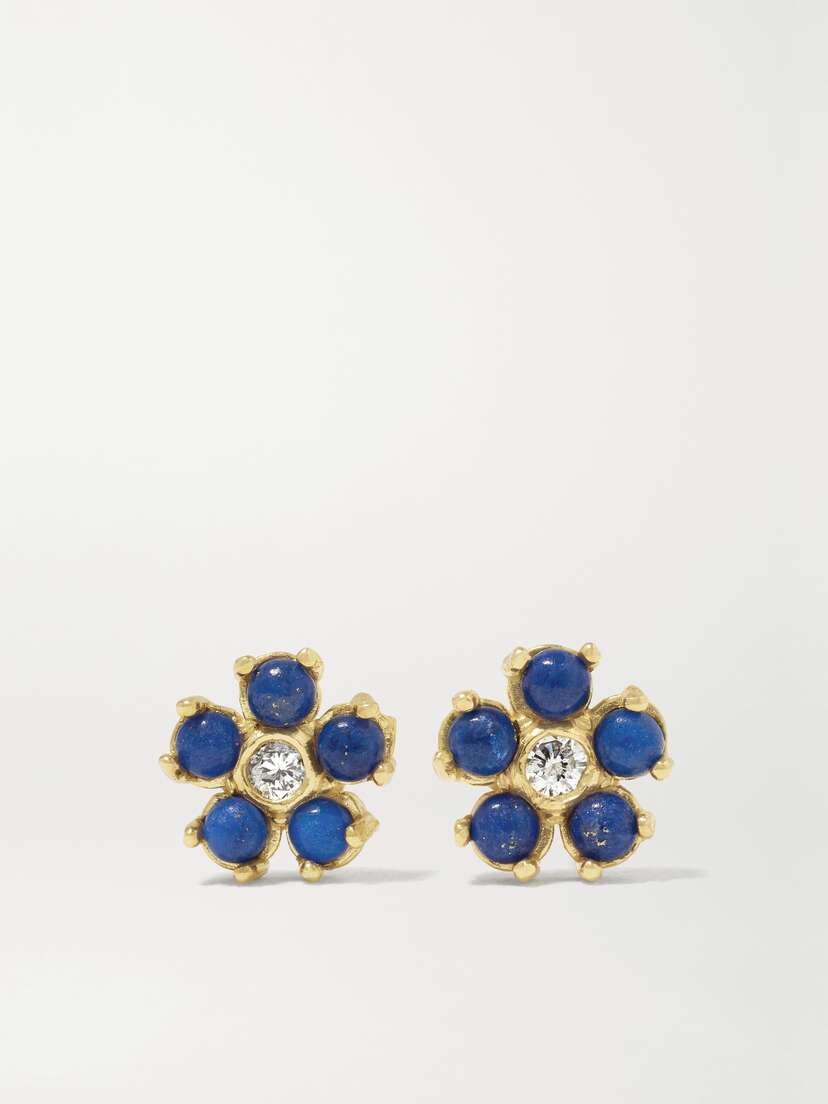 Jennifer Meyer 18-karat Gold, Lapis Lazuli And Diamond Earrings