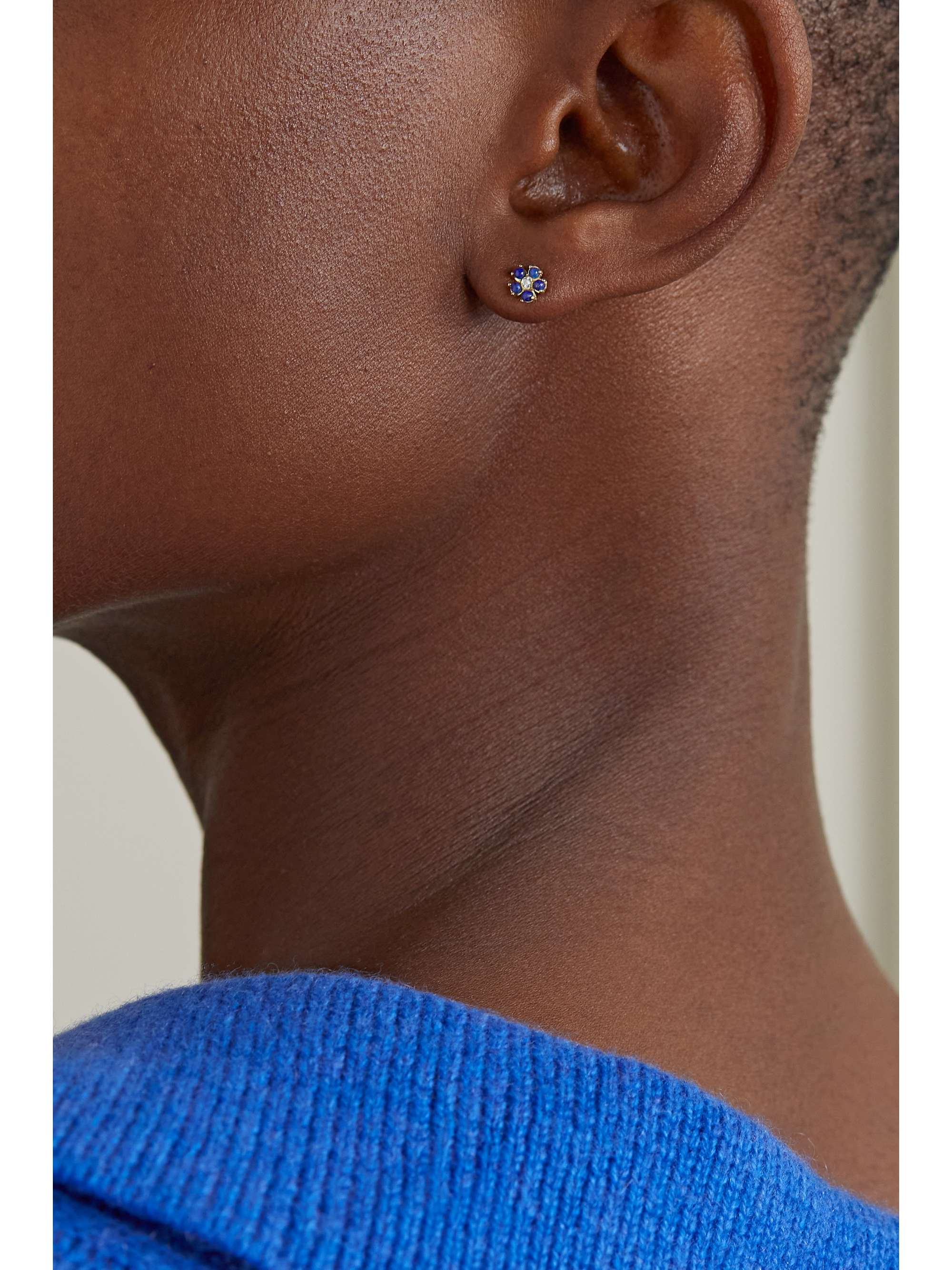 JENNIFER MEYER 18-karat gold, lapis lazuli and diamond earrings