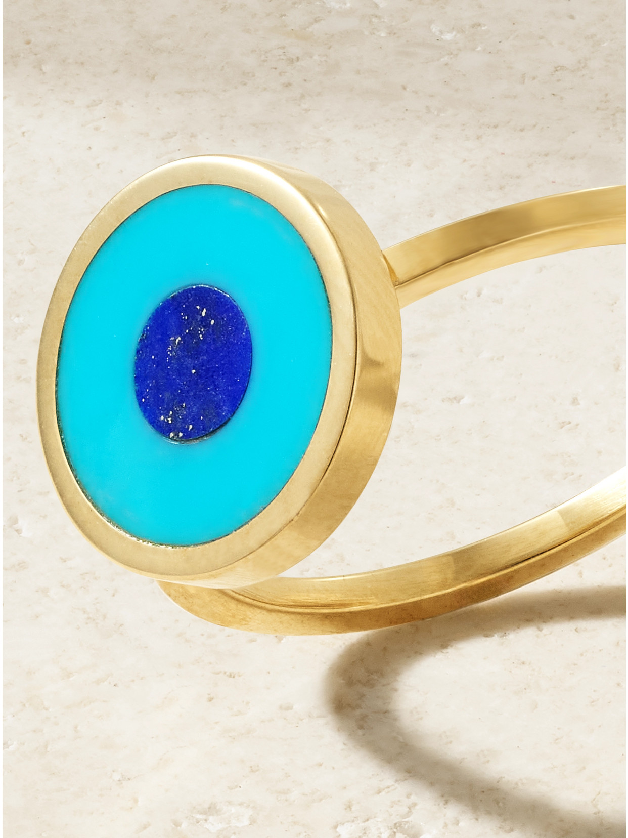 Shop Jennifer Meyer Evil Eye 18-karat Gold, Turquoise And Lapis Lazuli Ring