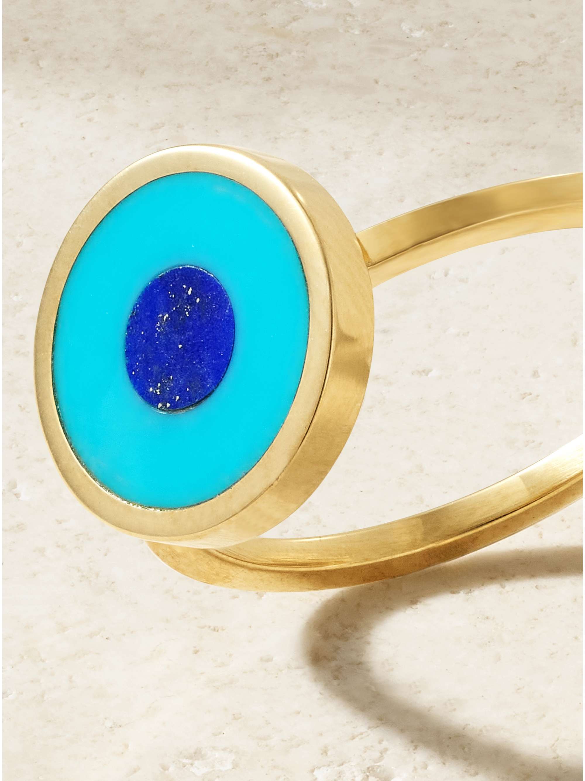 JENNIFER MEYER Evil Eye 18-karat gold, turquoise and lapis lazuli ring