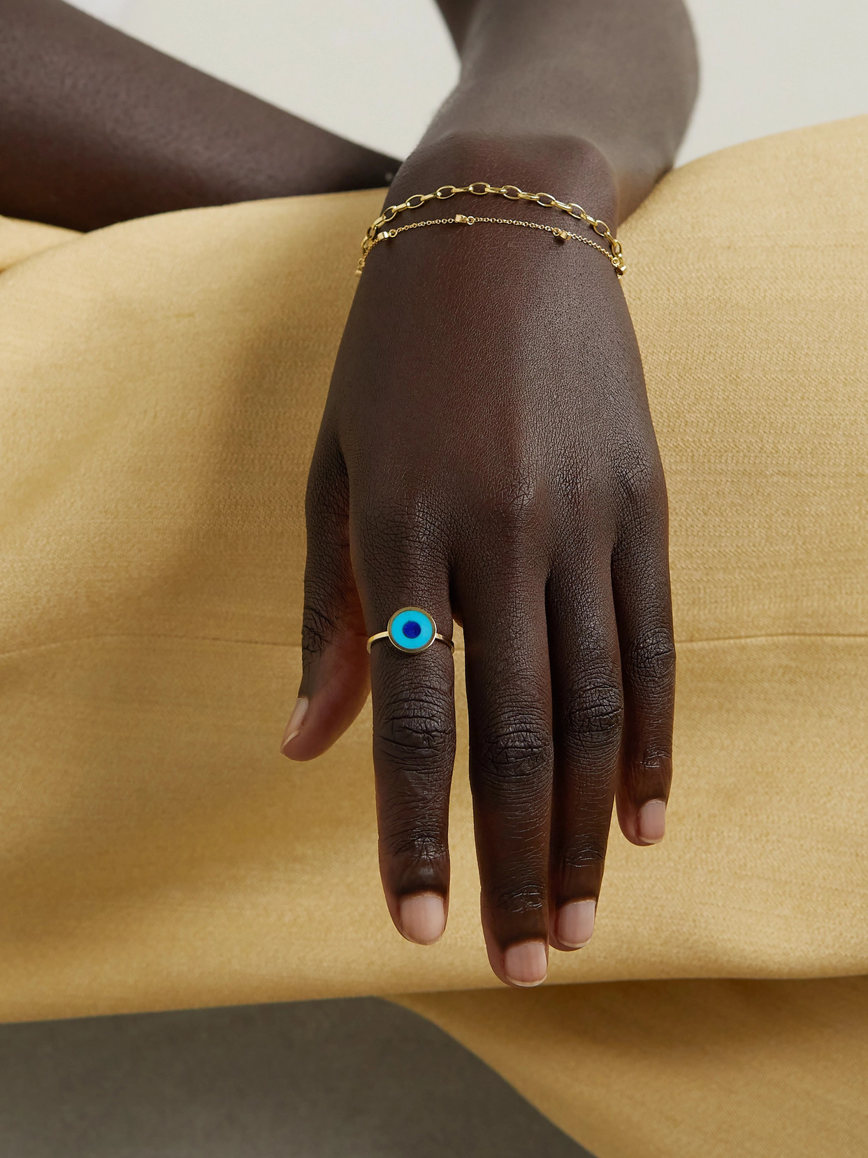 Shop Jennifer Meyer Evil Eye 18-karat Gold, Turquoise And Lapis Lazuli Ring