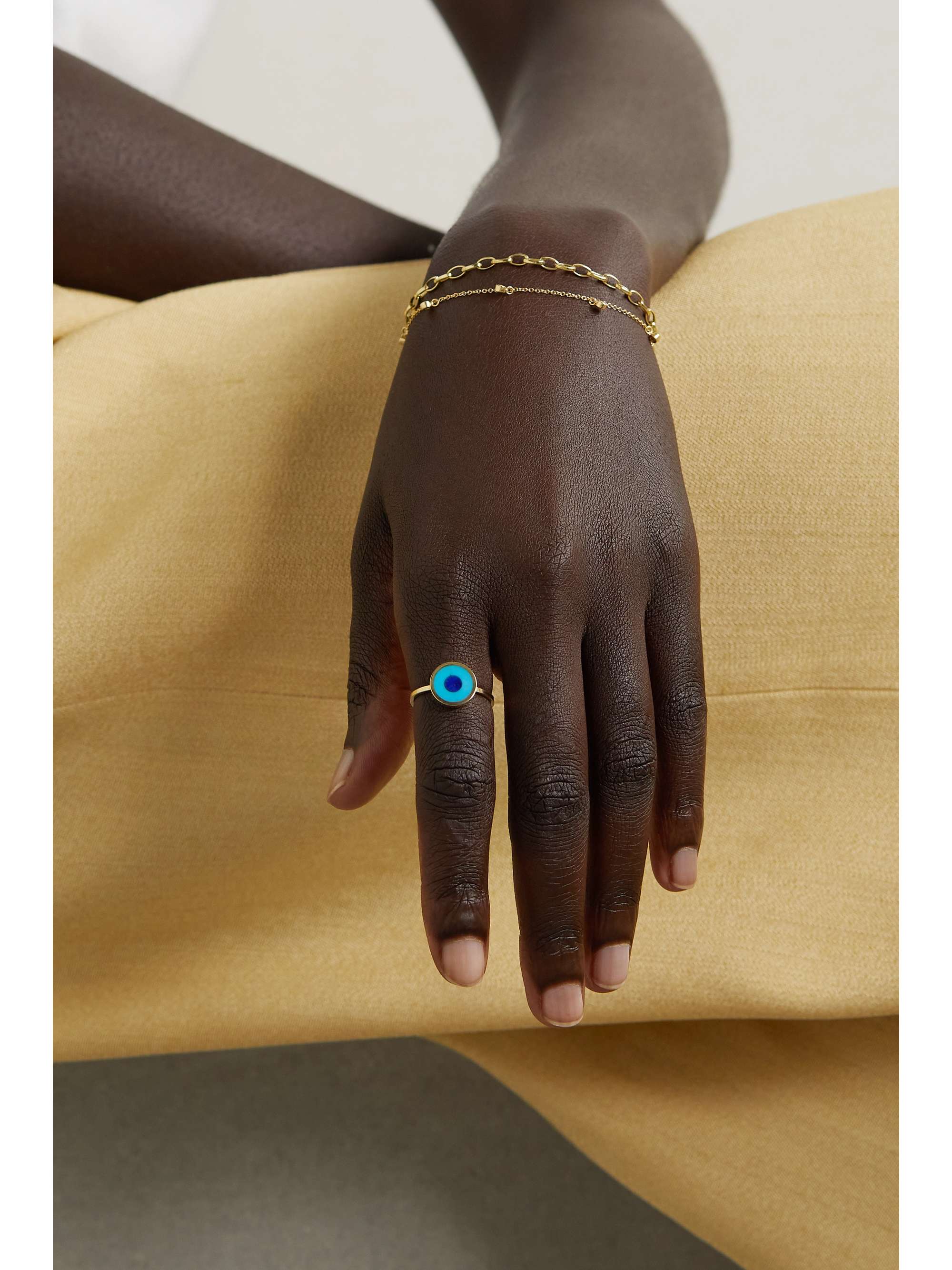 JENNIFER MEYER Evil Eye 18-karat gold, turquoise and lapis lazuli ring
