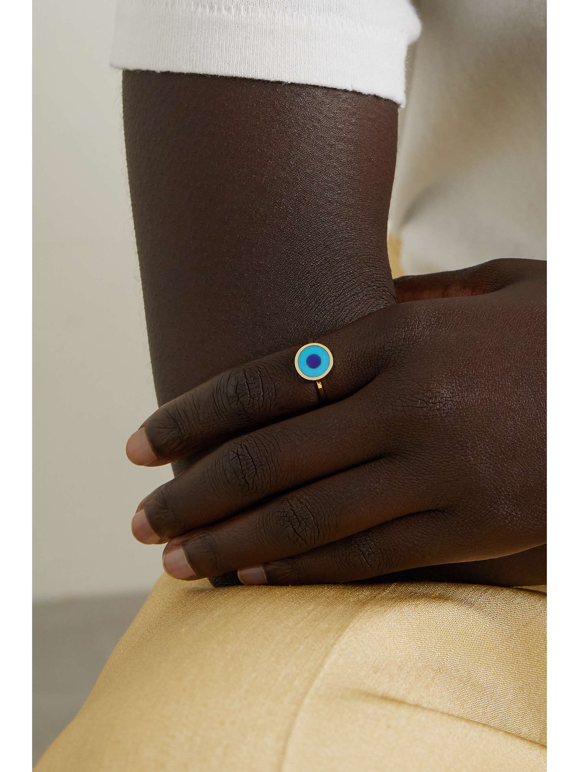 JENNIFER MEYER Evil Eye 18-karat gold, turquoise and lapis lazuli ring