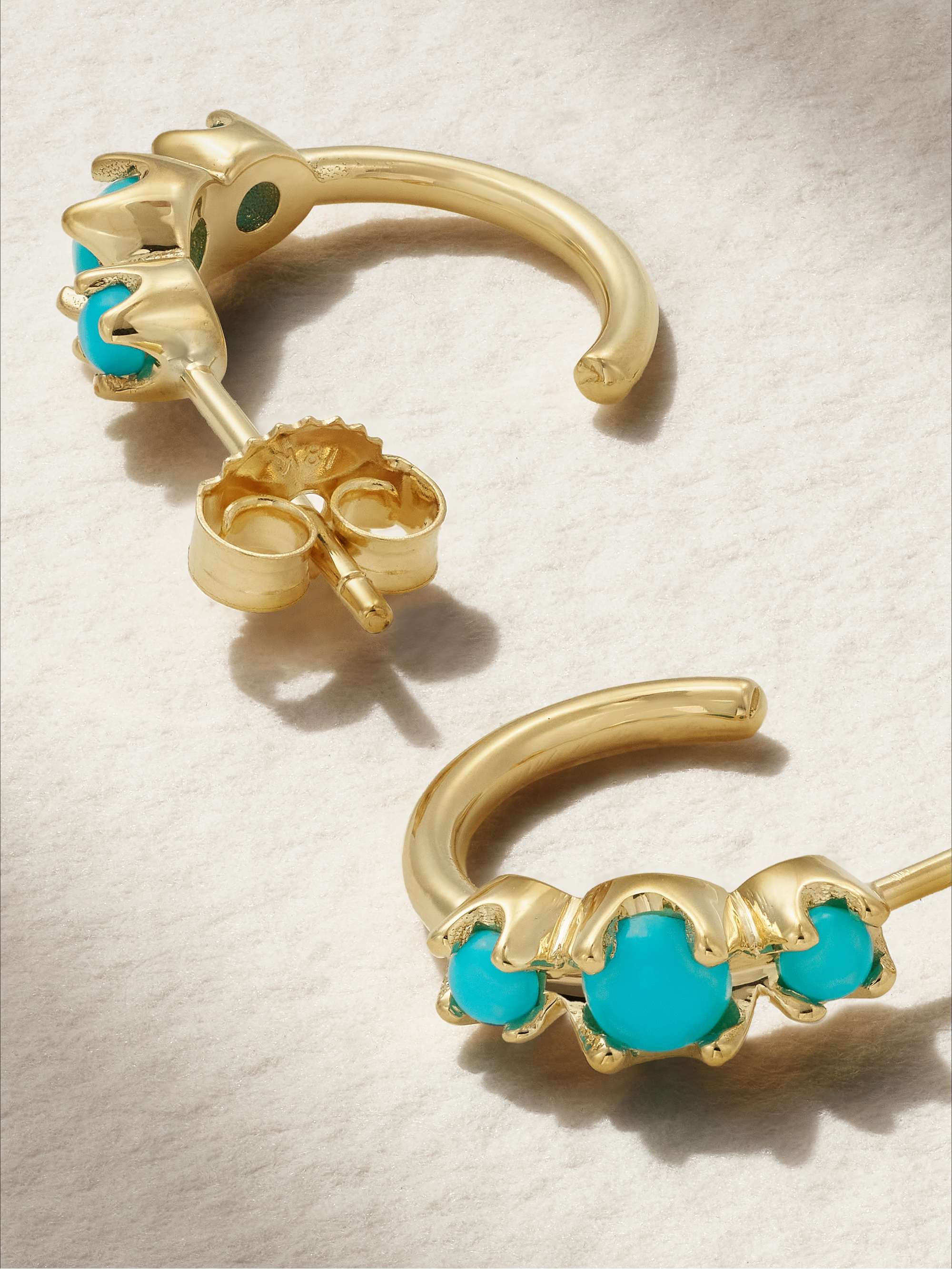 JENNIFER MEYER 18-karat gold turquoise hoop earrings