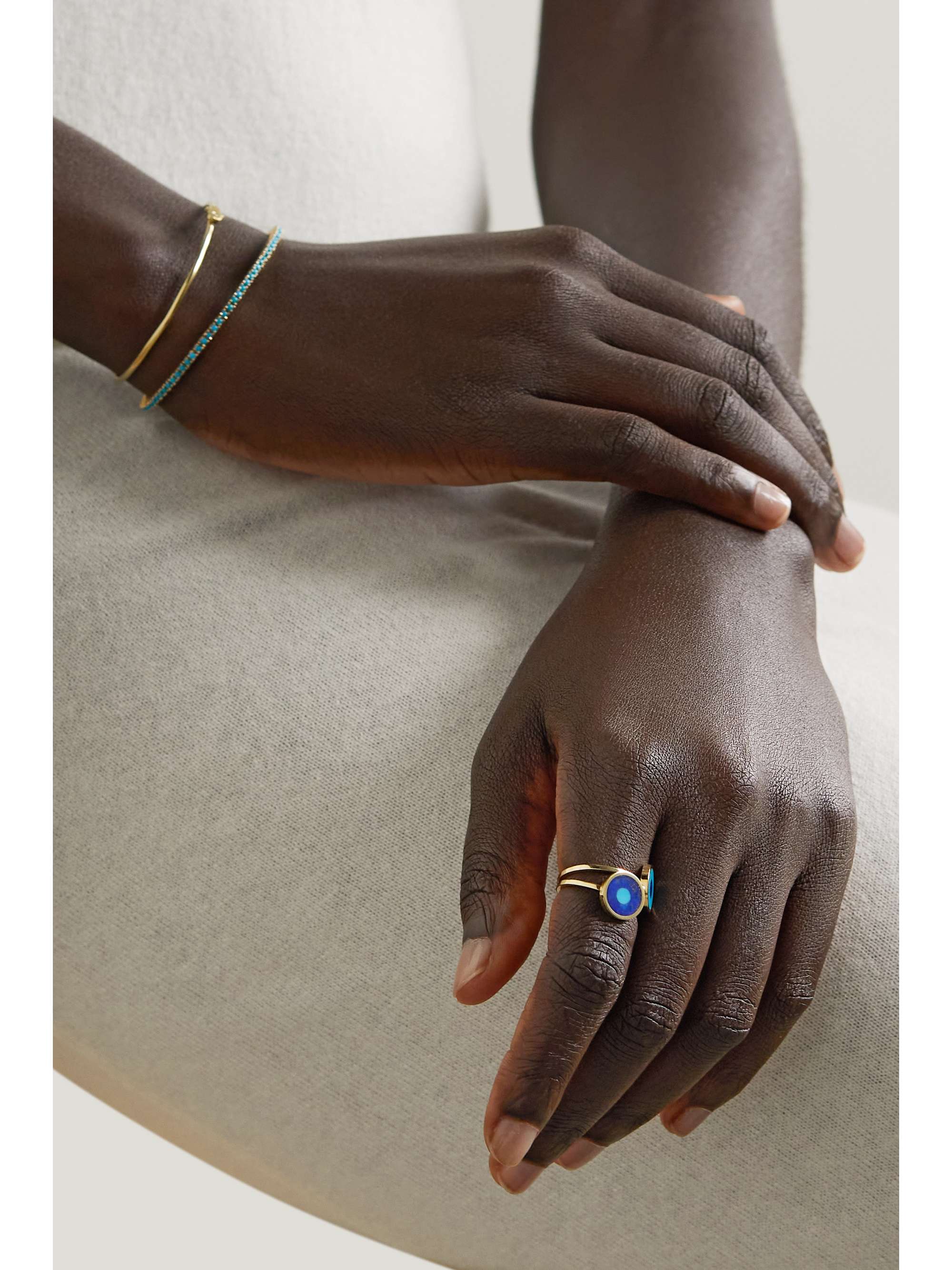 JENNIFER MEYER Evil Eye 18-karat gold, turquoise and lapis lazuli ring