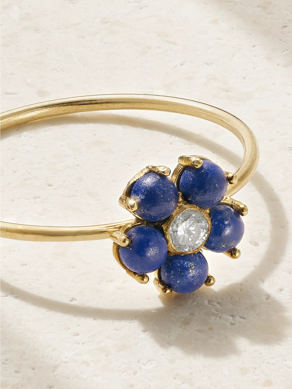 Jennifer Meyer 18-karat Gold, Lapis Lazuli And Diamond Ring In Gold