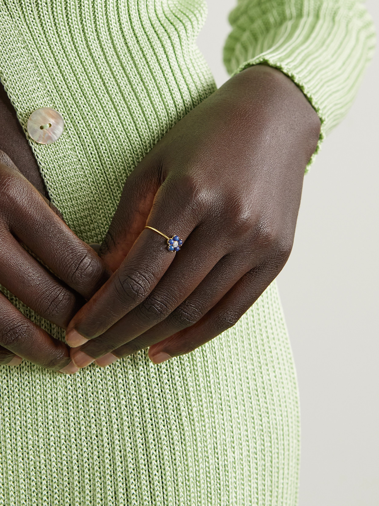 Jennifer Meyer 18-karat Gold, Lapis Lazuli And Diamond Ring In Gold