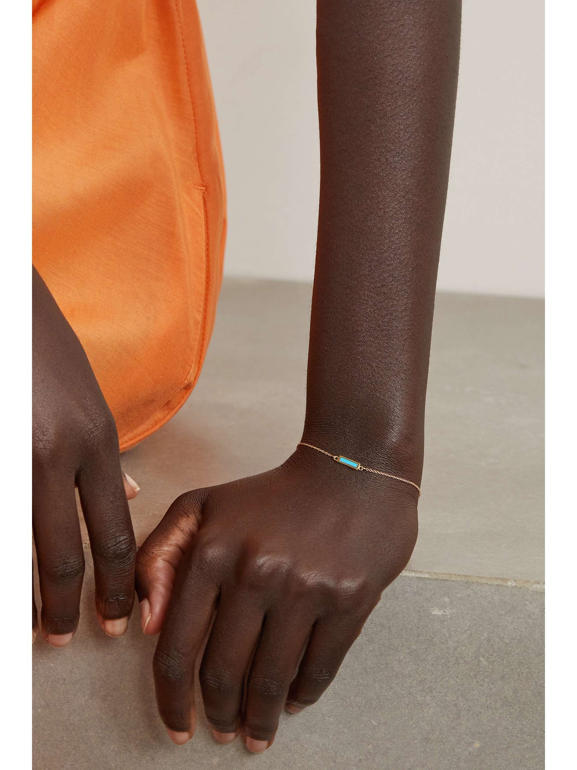 JENNIFER MEYER 18-karat gold turquoise bracelet