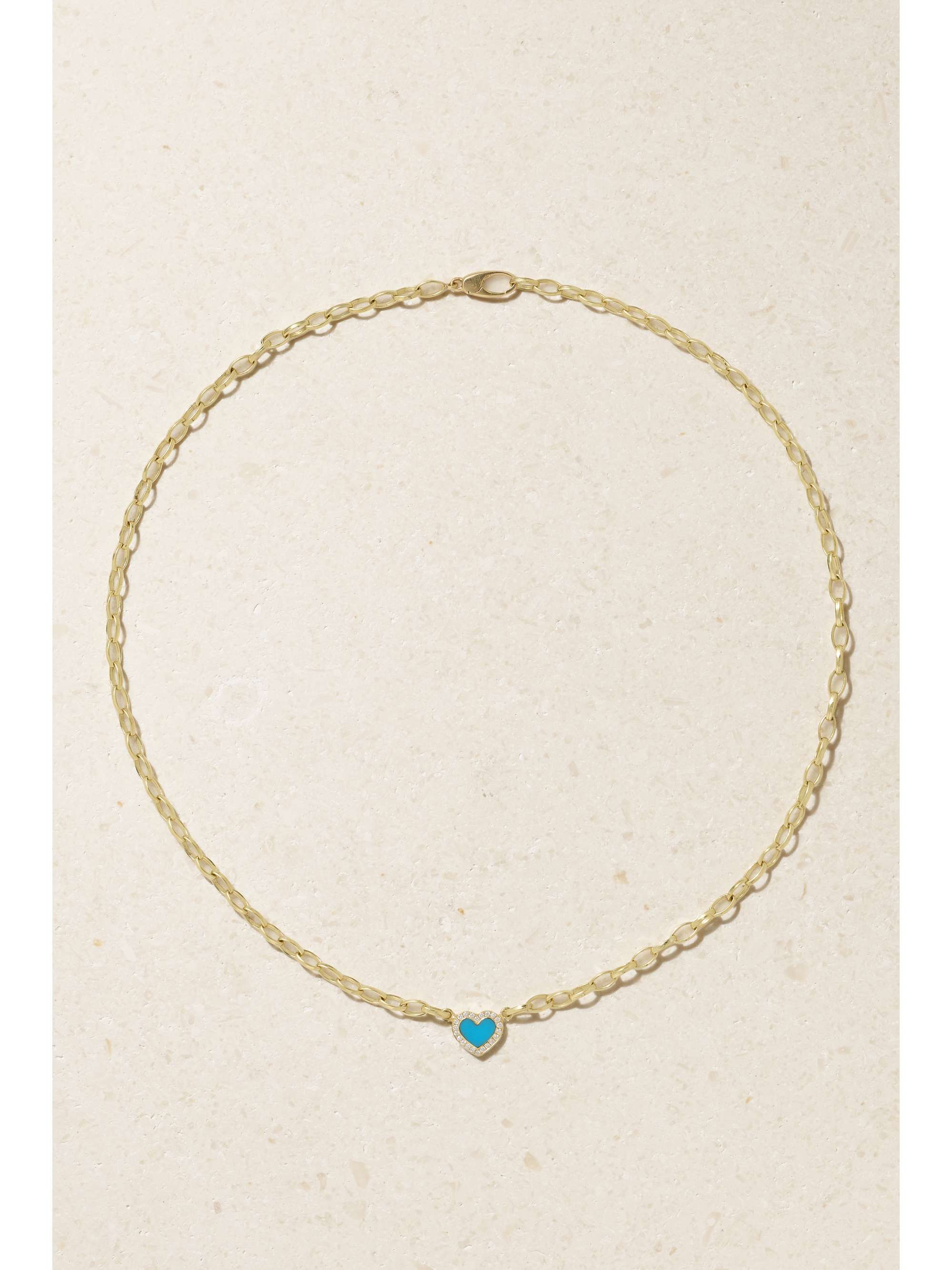 JENNIFER MEYER Small Edith 18-karat gold, turquoise and diamond necklace
