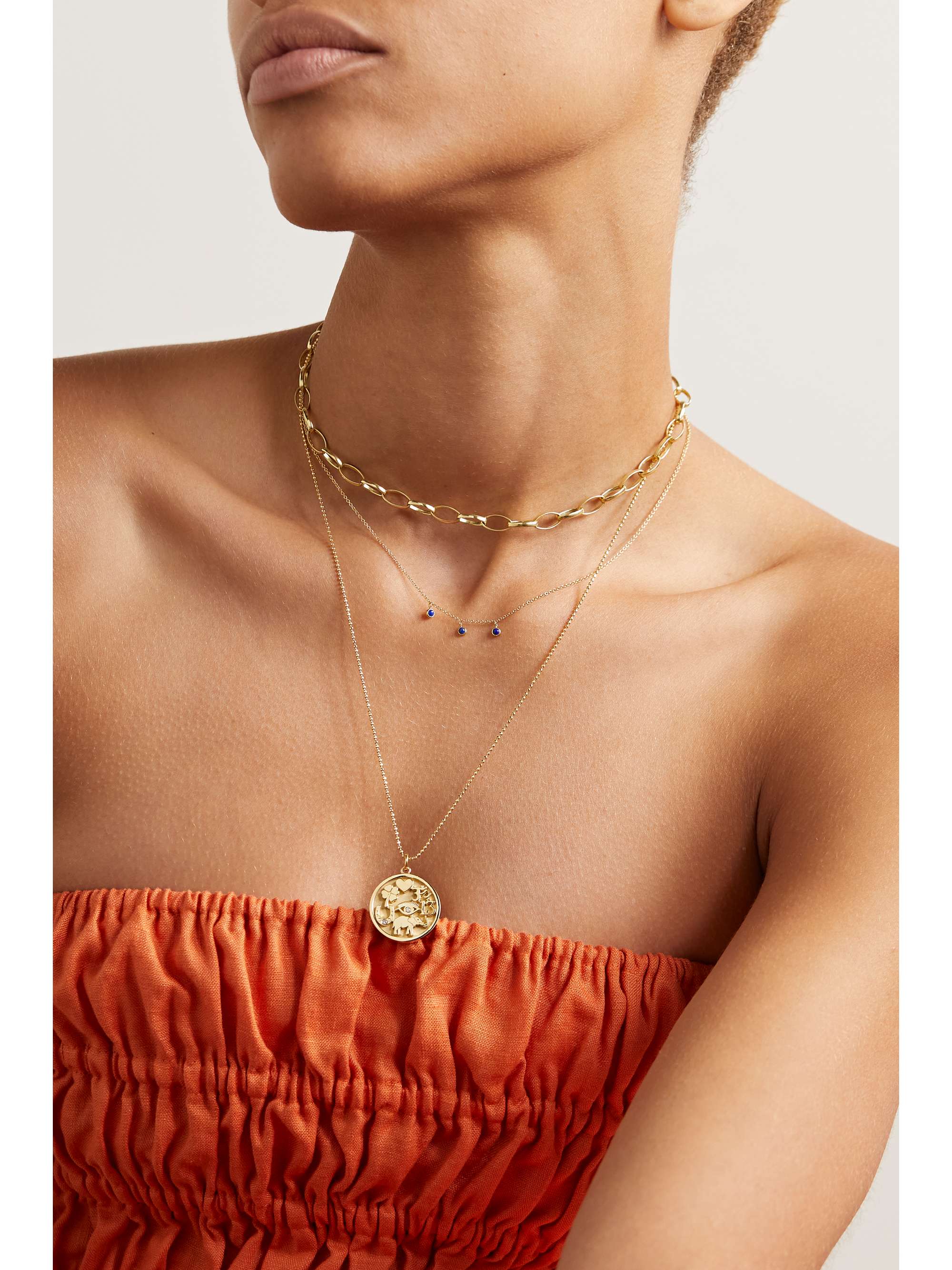 JENNIFER MEYER 18-karat gold lapis lazuli necklace