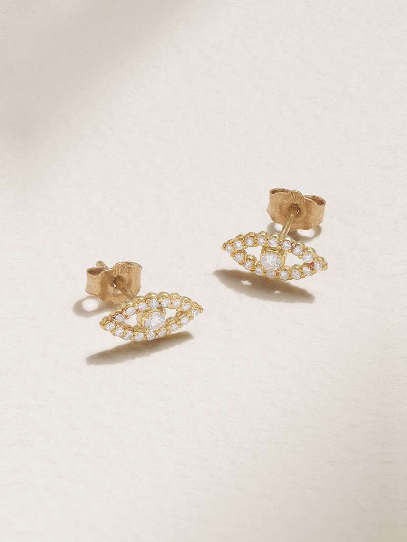 Jennifer Meyer Evil Eye Mini 18-karat Gold Diamond Earrings
