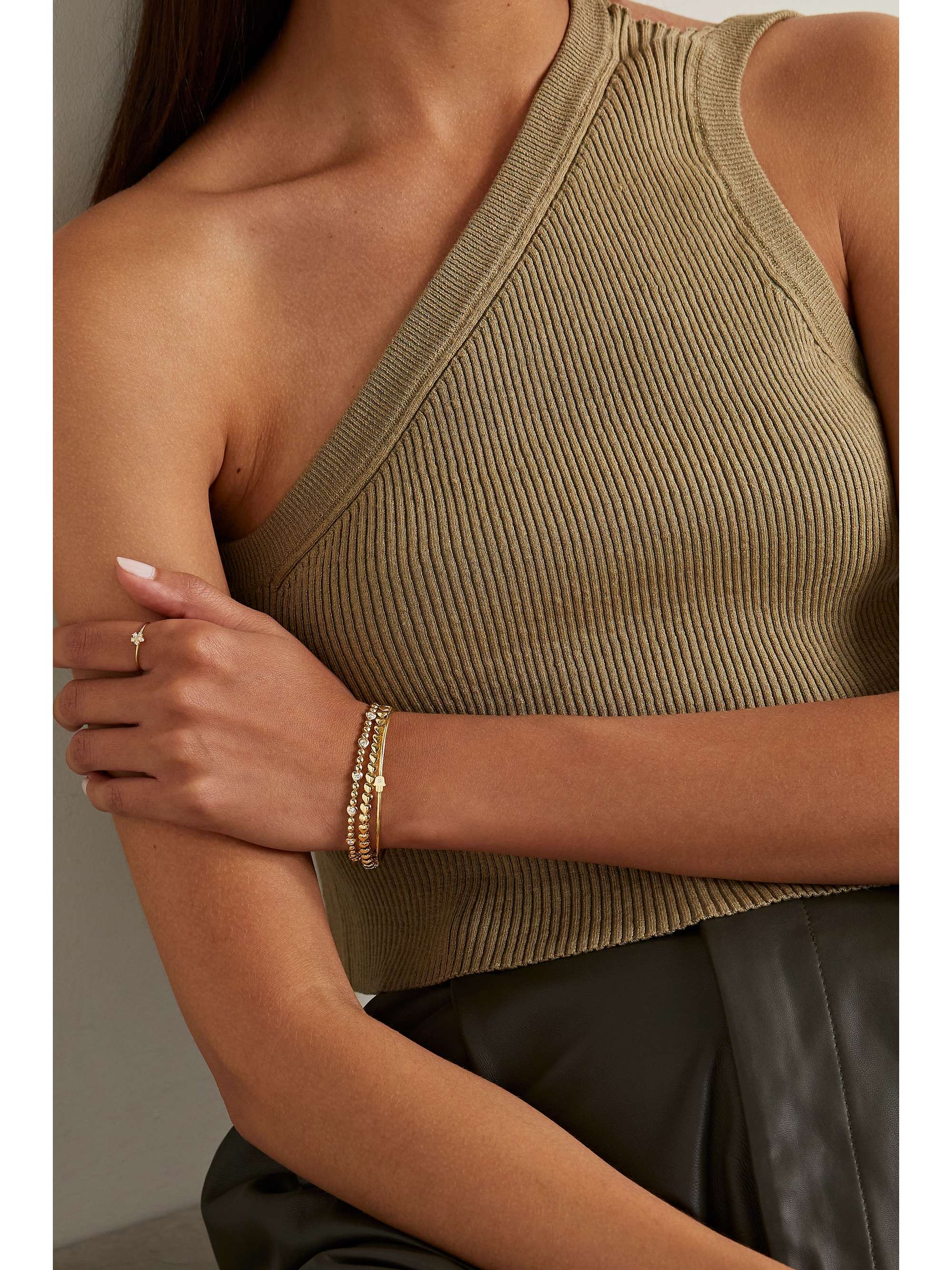 JENNIFER MEYER Mini Bezel and Heart 18-karat gold diamond tennis bracelet