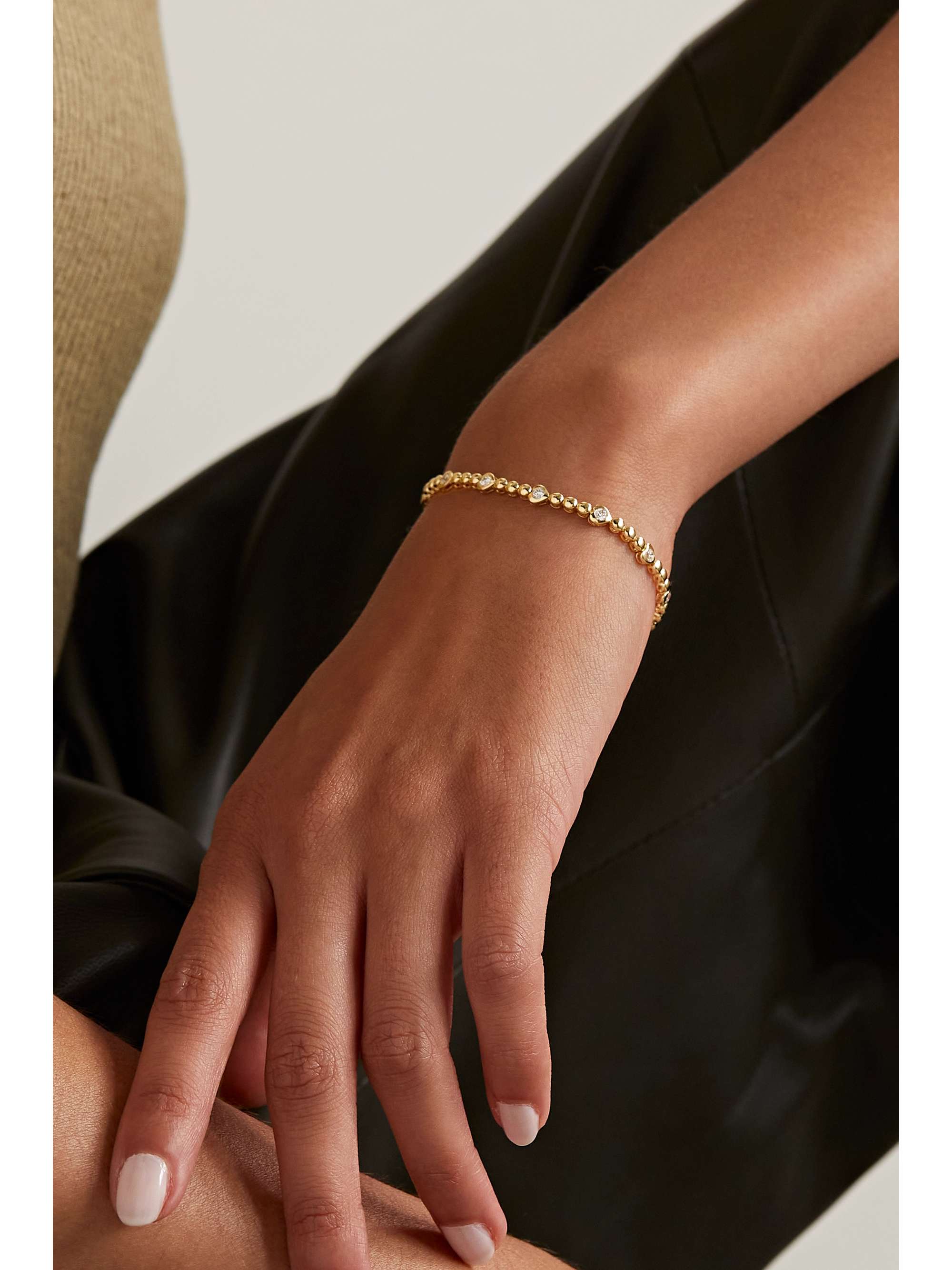 JENNIFER MEYER Mini Bezel and Heart 18-karat gold diamond tennis bracelet