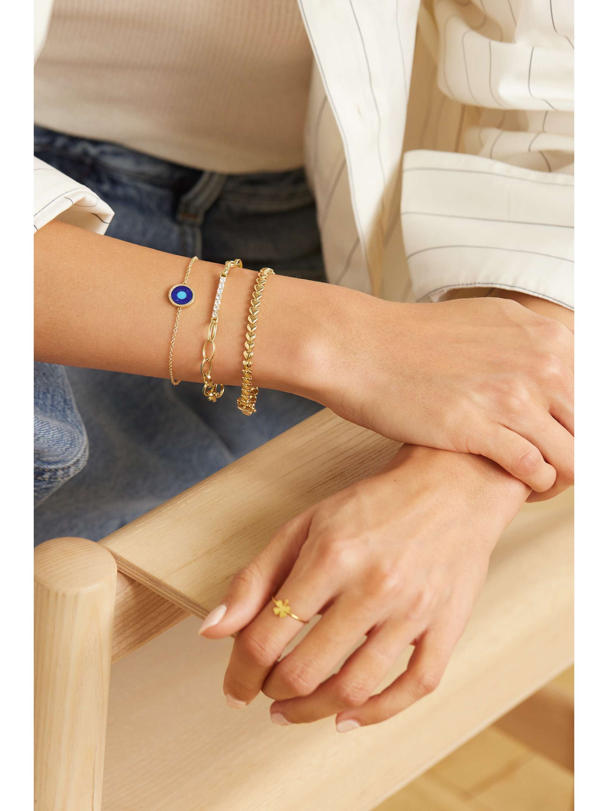 JENNIFER MEYER Heart 18-karat gold bracelet