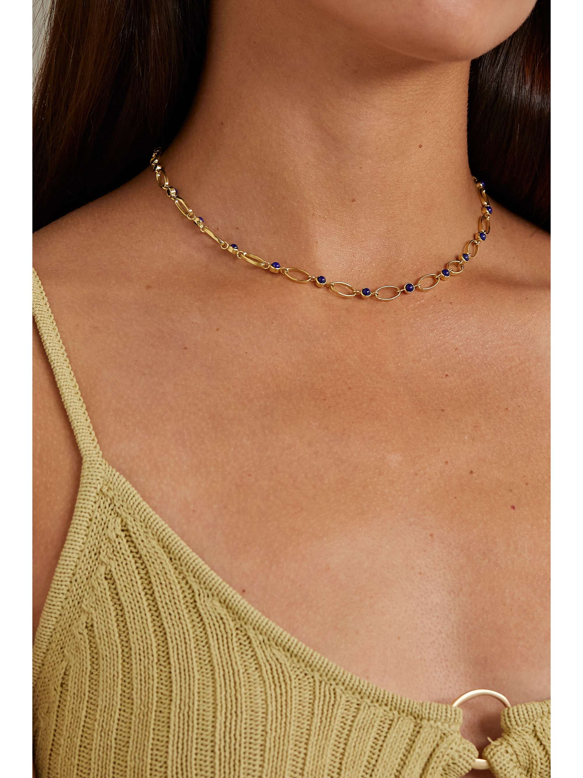 JENNIFER MEYER Medium Edith 18-karat gold lapis lazuli necklace