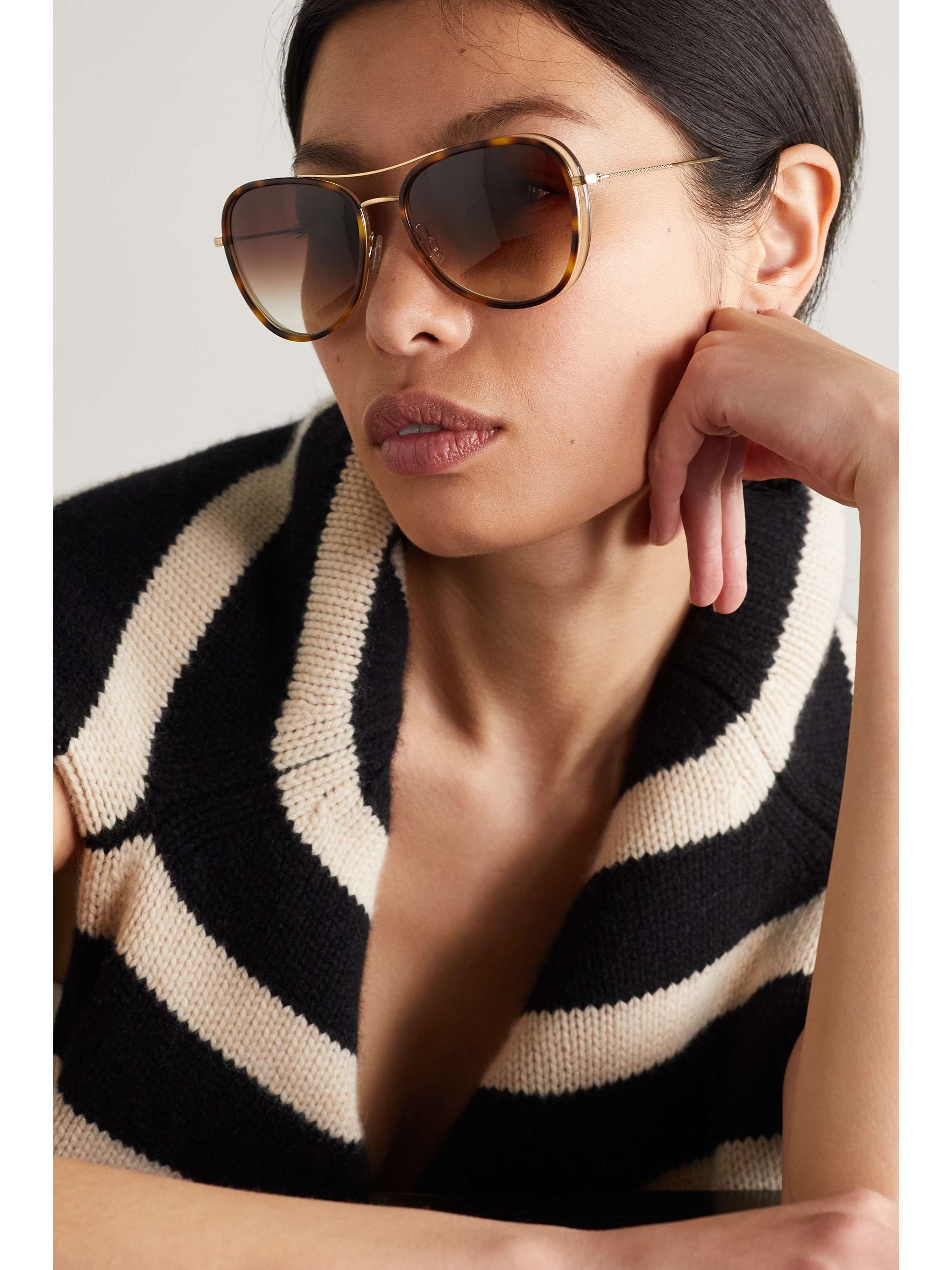 BARTON PERREIRA Gesner aviator-style tortoiseshell acetate and gold-tone sunglasses