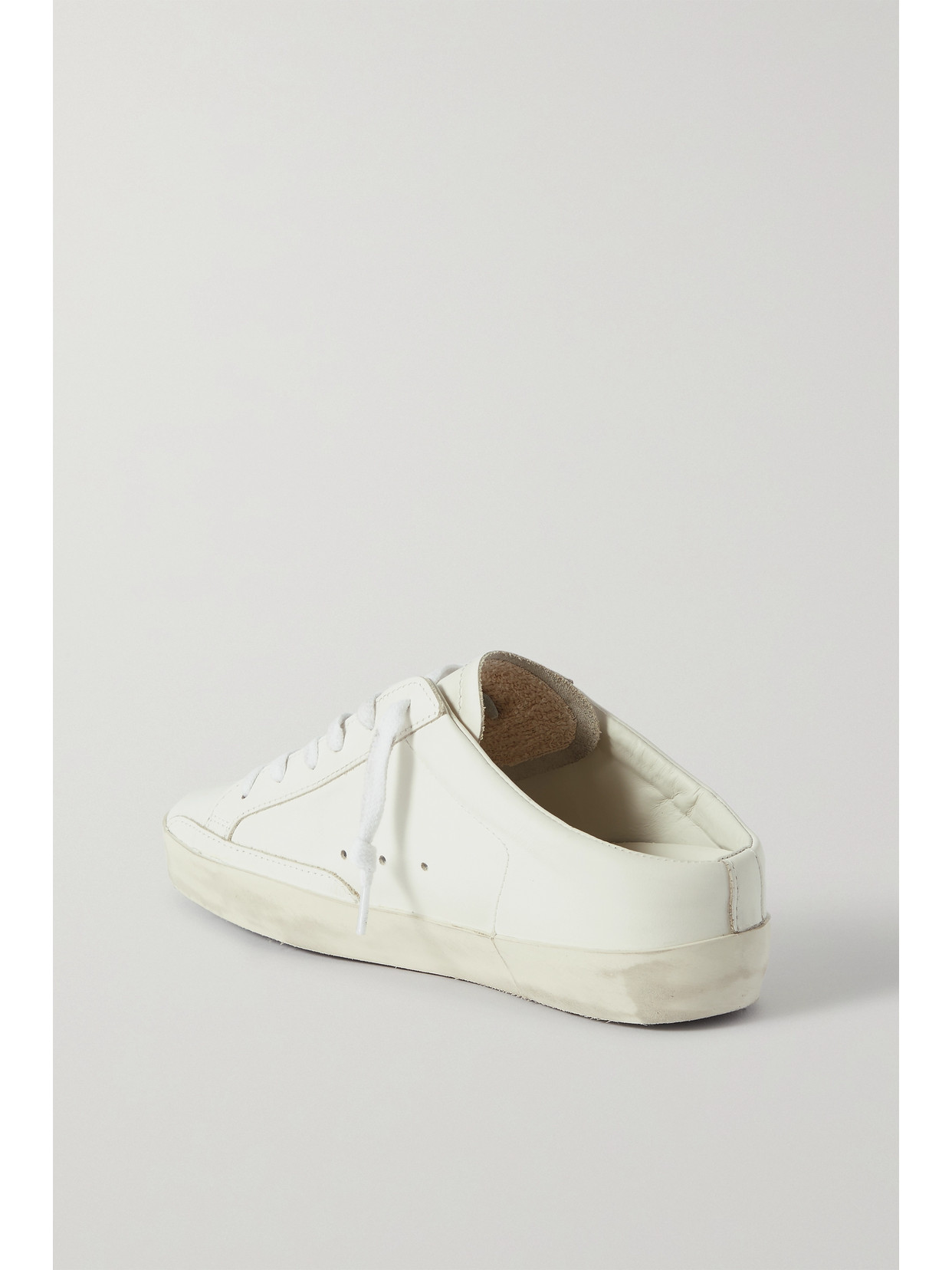 Shop Golden Goose Superstar Sabot Faux Pearl-embellished Distressed Leather Slip-on Sneakers In White