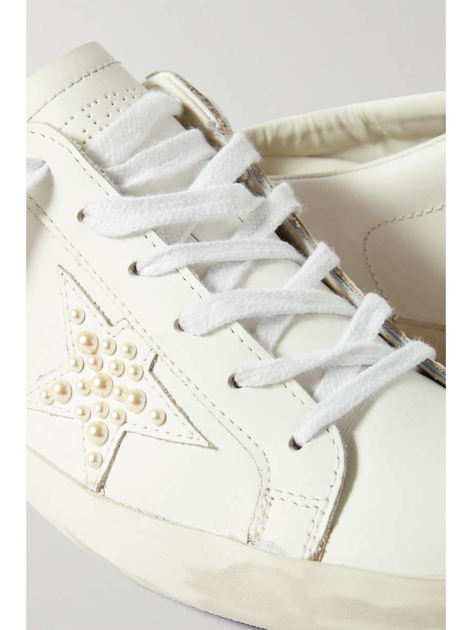 GOLDEN GOOSE Superstar Sabot faux pearlembellished distressed leather