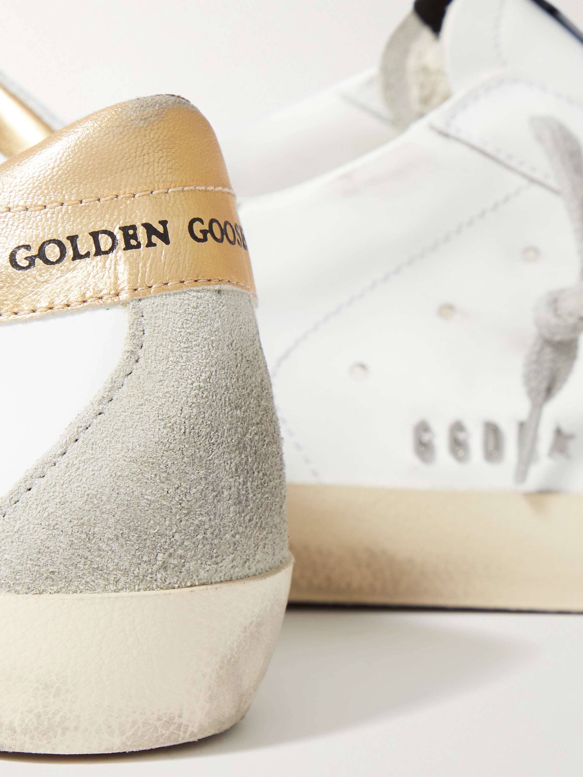 GOLDEN GOOSE Superstar distressed leather and suede sneakers