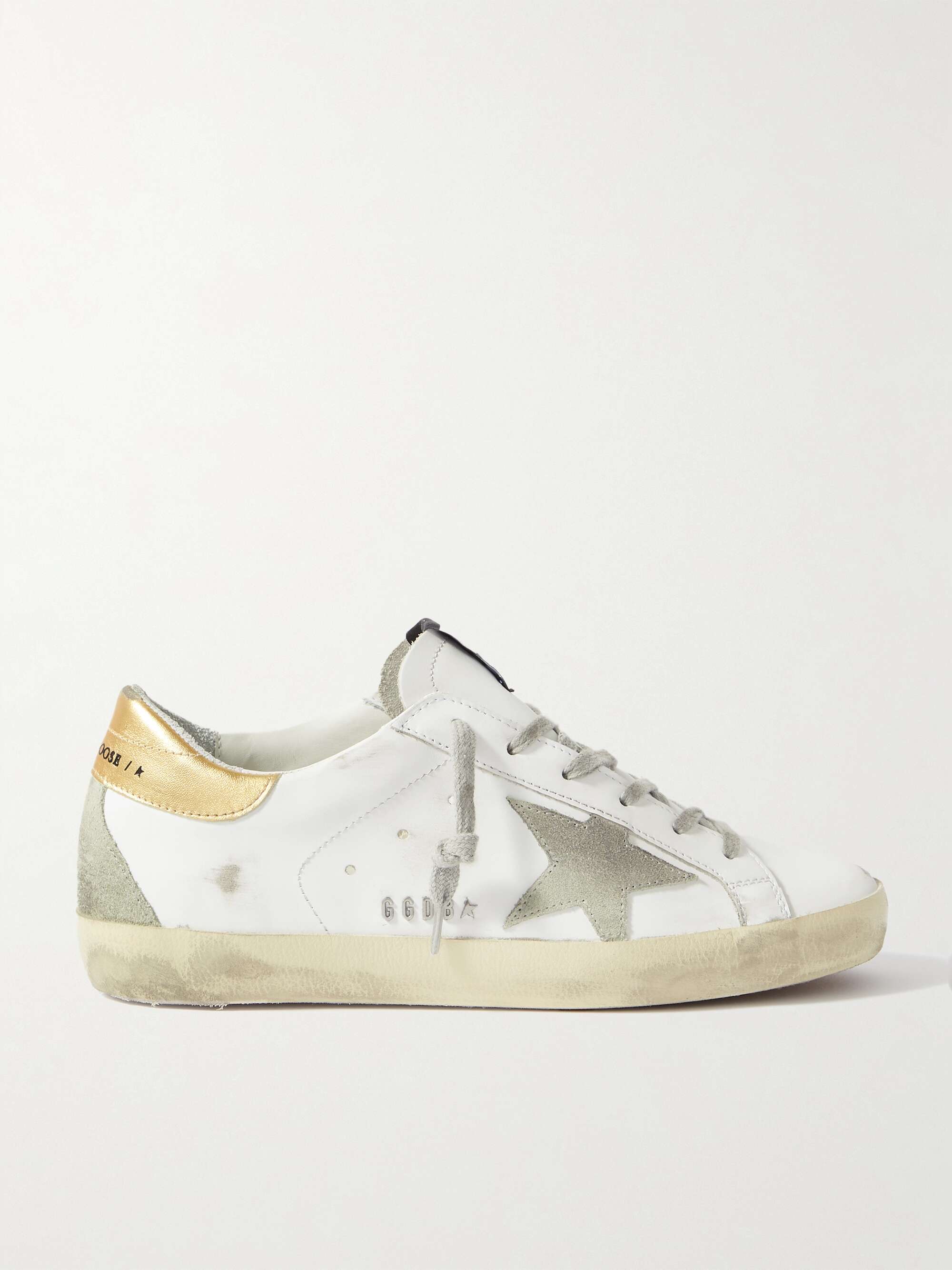 GOLDEN GOOSE Superstar distressed leather and suede sneakers | NET-A-PORTER