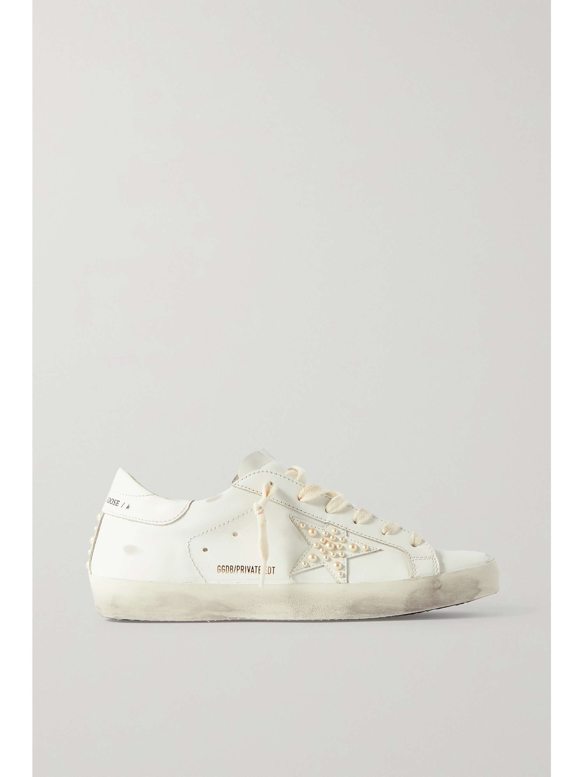 GOLDEN GOOSE Superstar faux pearl-embellished distressed leather ...