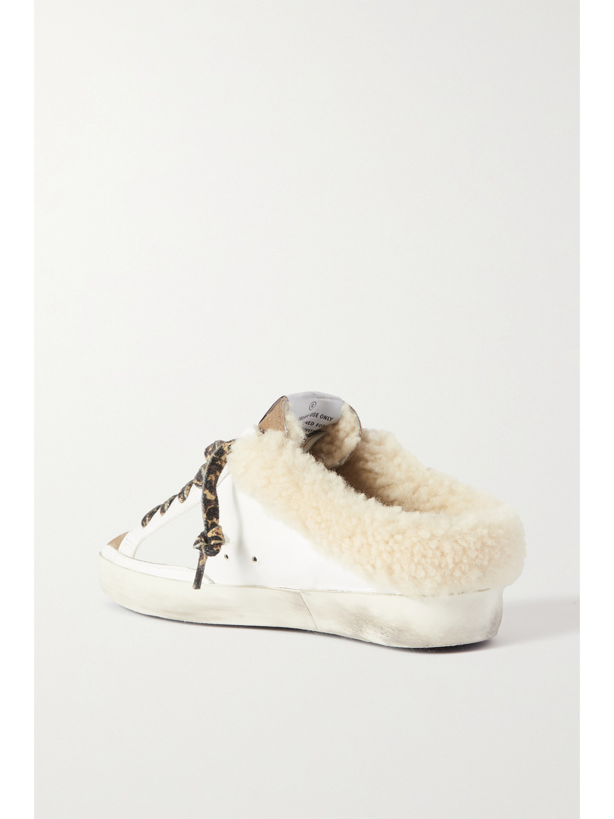 Golden Goose Superstar Sabot Shearling-lined Distressed Leather And Suede Slip-on Sneakers In White