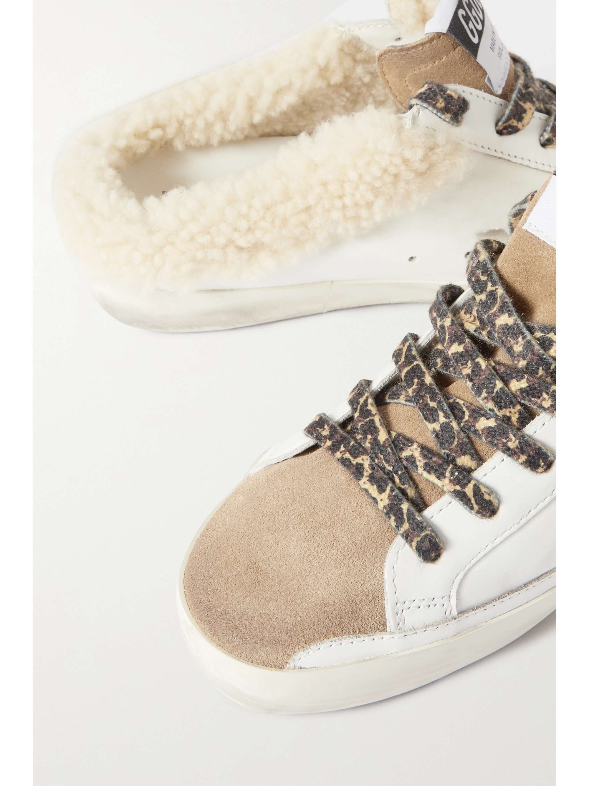 GOLDEN GOOSE Superstar Sabot shearling-lined distressed leather and suede  slip-on sneakers | NET-A-PORTER