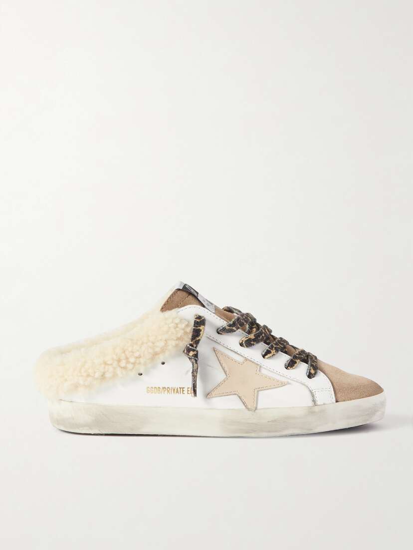 Golden Goose Superstar Sabot Shearling-lined Distressed Leather And Suede Slip-on Sneakers