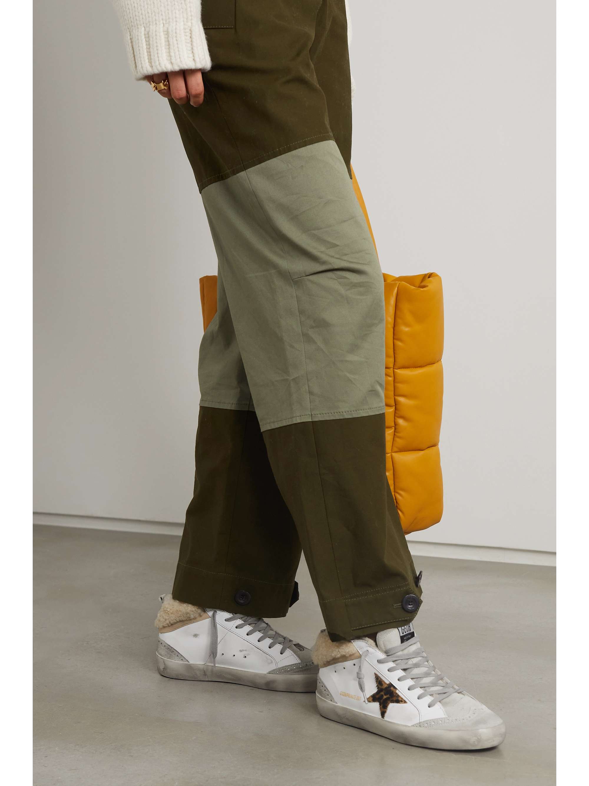 GOLDEN GOOSE Mid Star shearling-lined distressed leather and suede sneakers