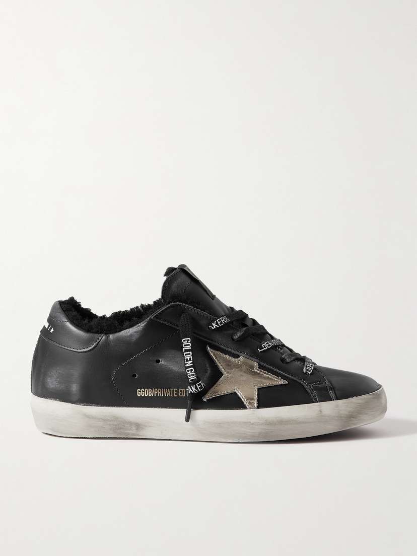 Golden Goose Superstar Shearling-lined Distressed Leather Sneakers