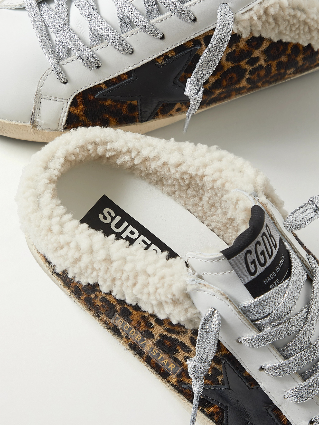 Shop Golden Goose Superstar Sabot Shearling-lined Distressed Leopard-print Calf Hair And Leather Slip-on Sneakers In Animal Print