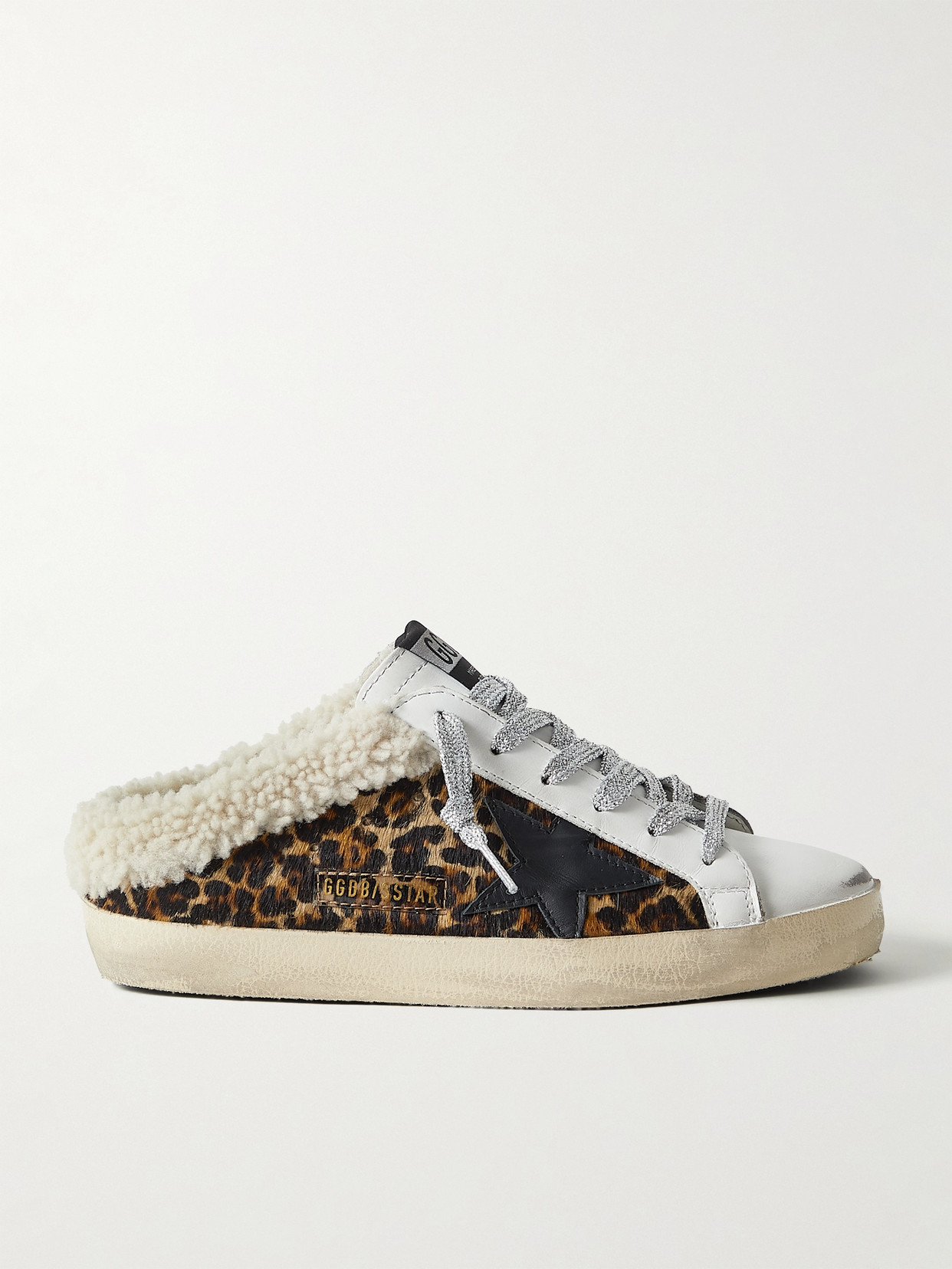 Golden Goose Superstar Sabot Shearling-lined Distressed Leopard-print Calf Hair And Leather Slip-on Sneakers In Animal Print